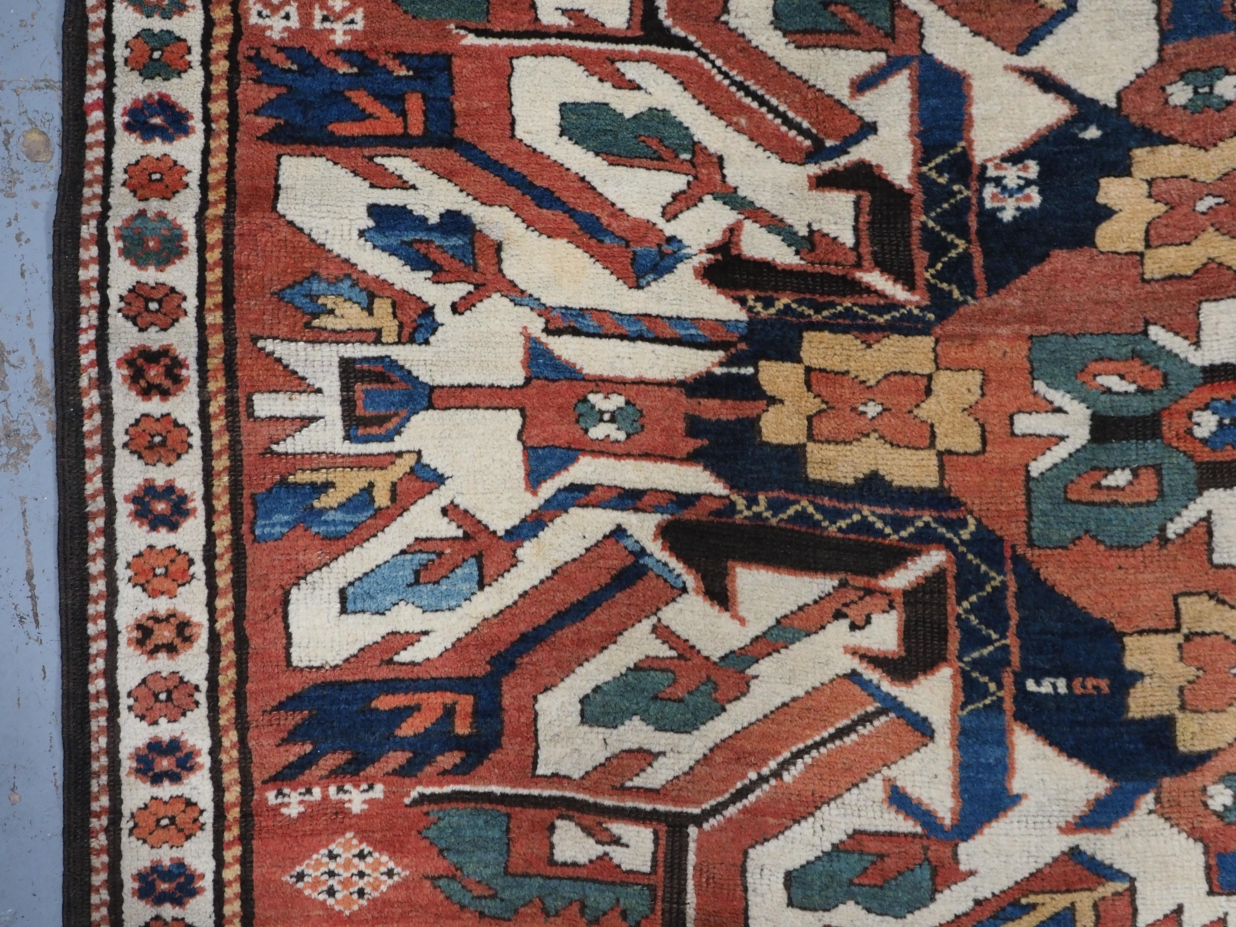 Antique Caucasian Chelaberd Kazak triple medallion rug, circa 1890. For Sale 2