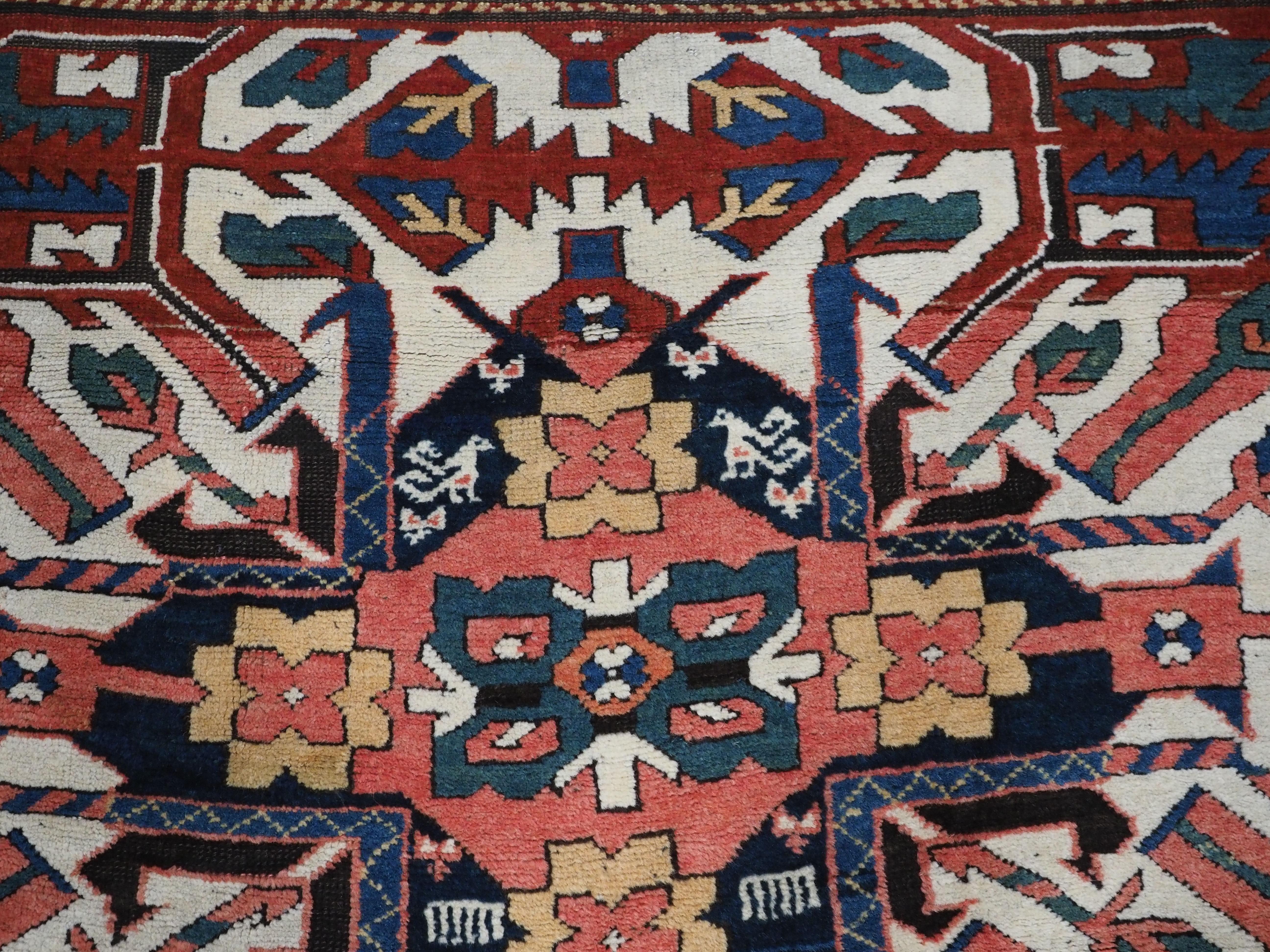 Antique Caucasian Chelaberd Kazak triple medallion rug, circa 1890. For Sale 3