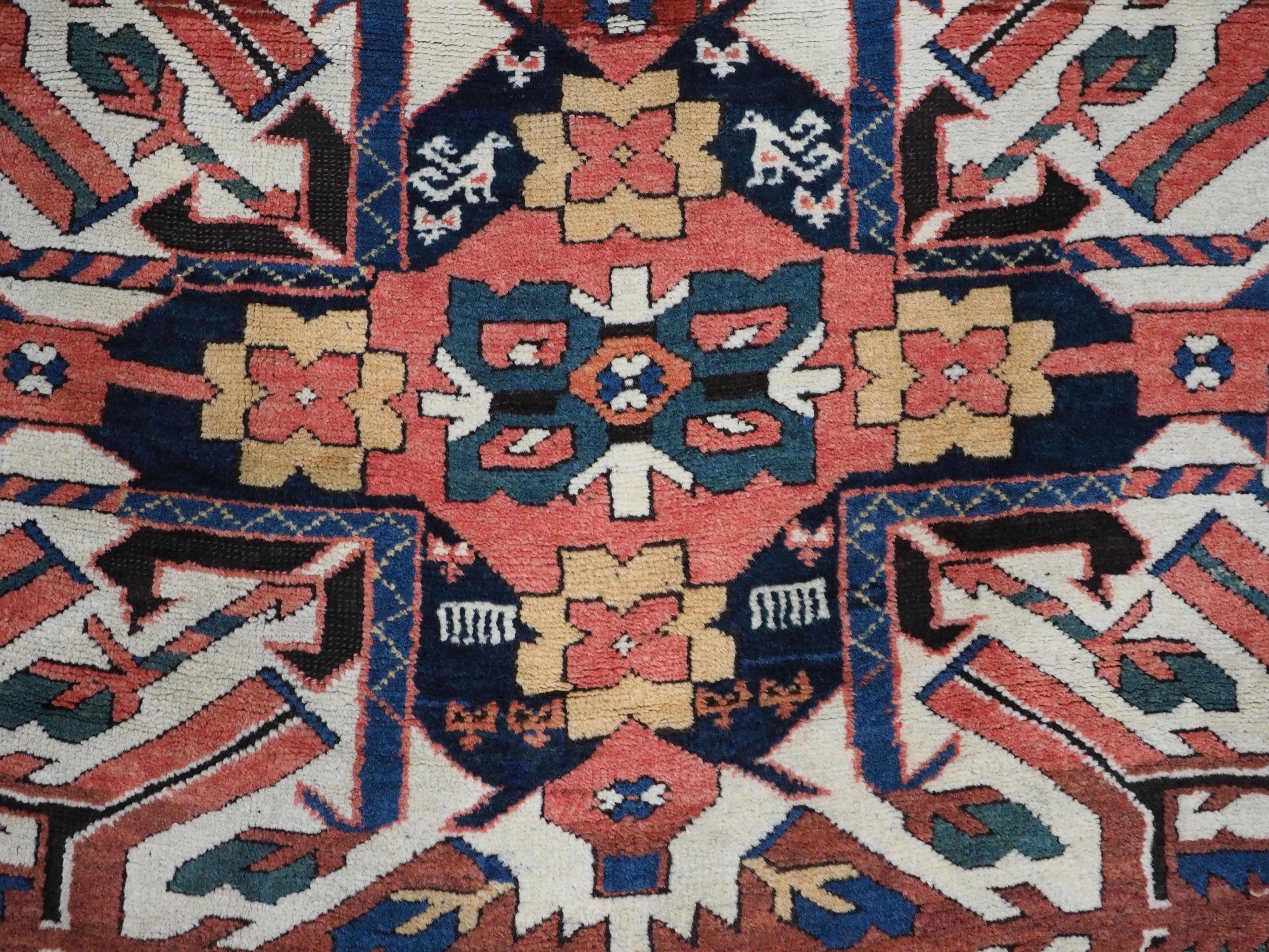 Antique Caucasian Chelaberd Kazak triple medallion rug, circa 1890. For Sale 4