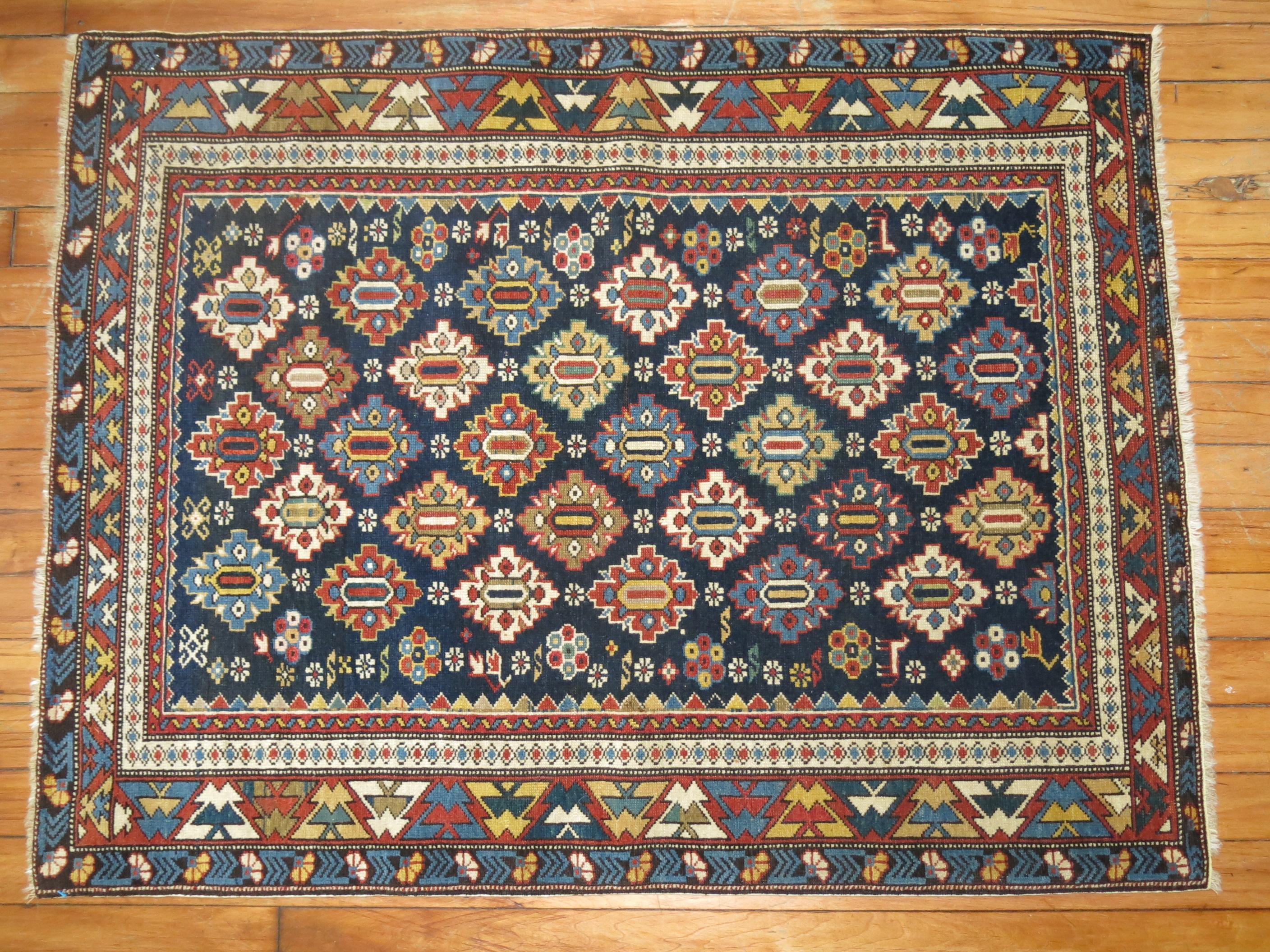 Hand-Knotted Antique Caucasian Chi-Chi Rug