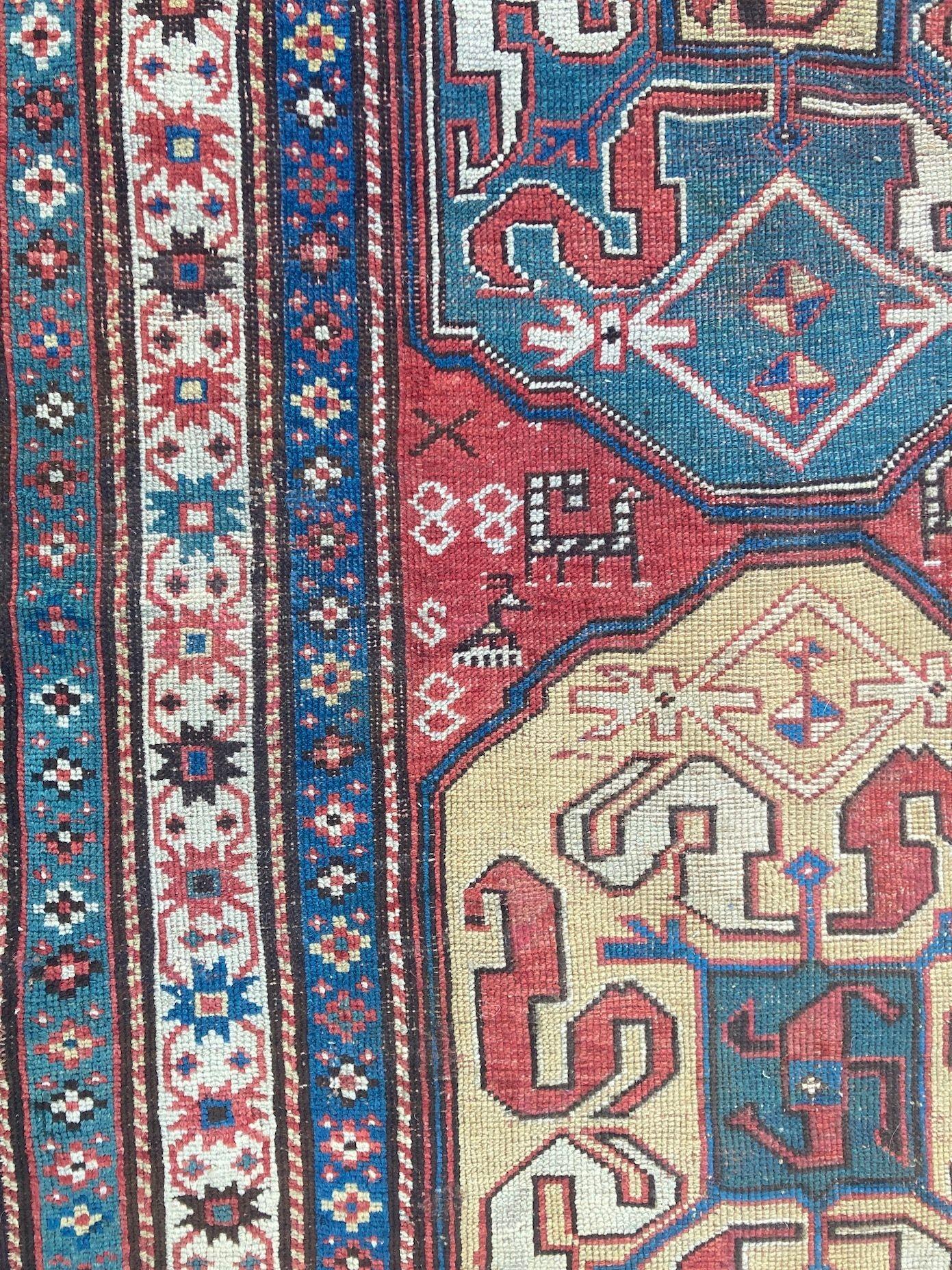 Alfombra antigua caucásica Chondoresk 1,94 m x 1,17 m en venta 7