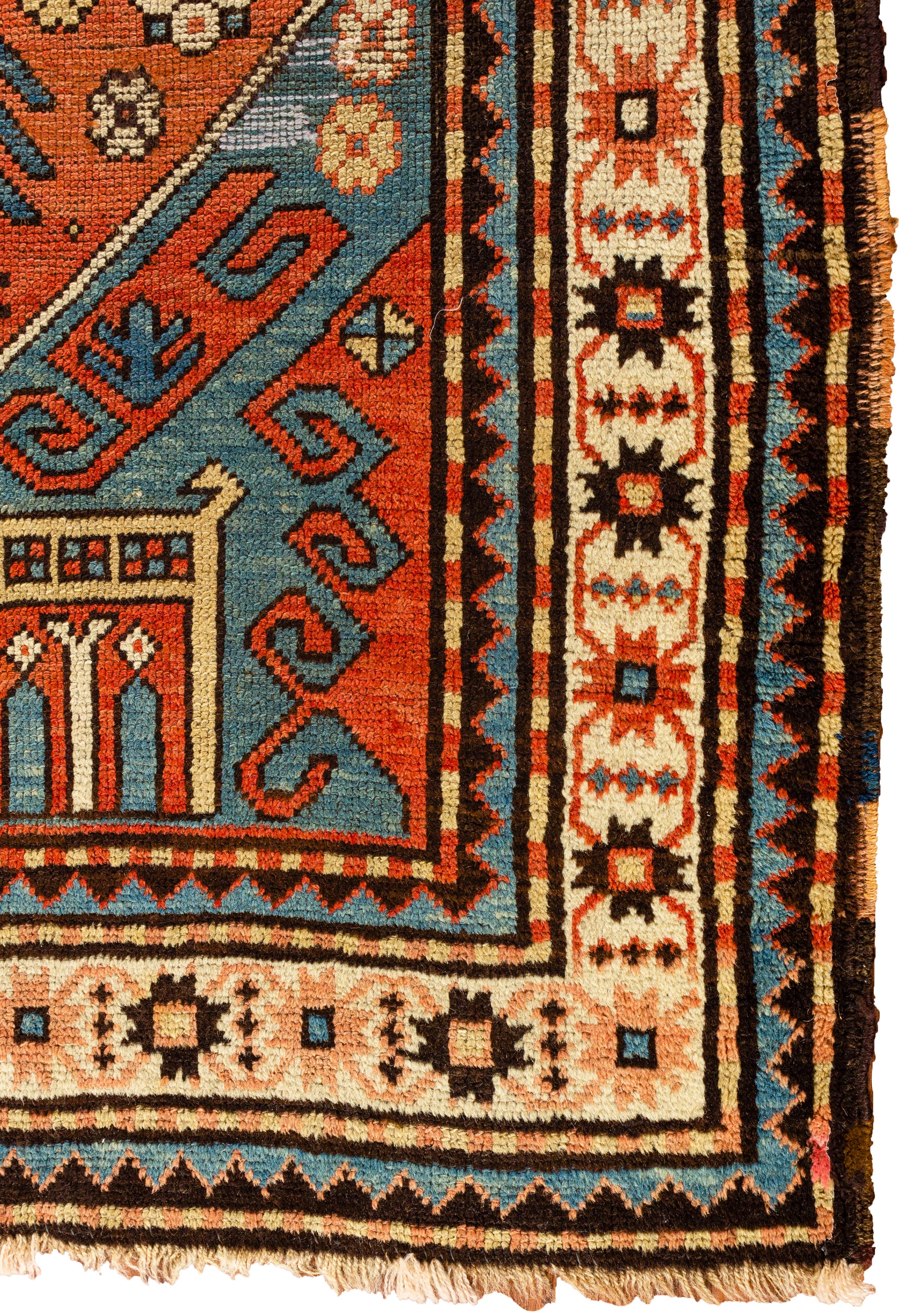 Antique Caucasian Cloudband Kazak rug, circa 1880. A highly desirable antique circa 1880 handwoven Cloudband Kazak rug, from south west Caucasia. The cloudband elements in ivory and rust resemble the undulation of clouds and have been used over the