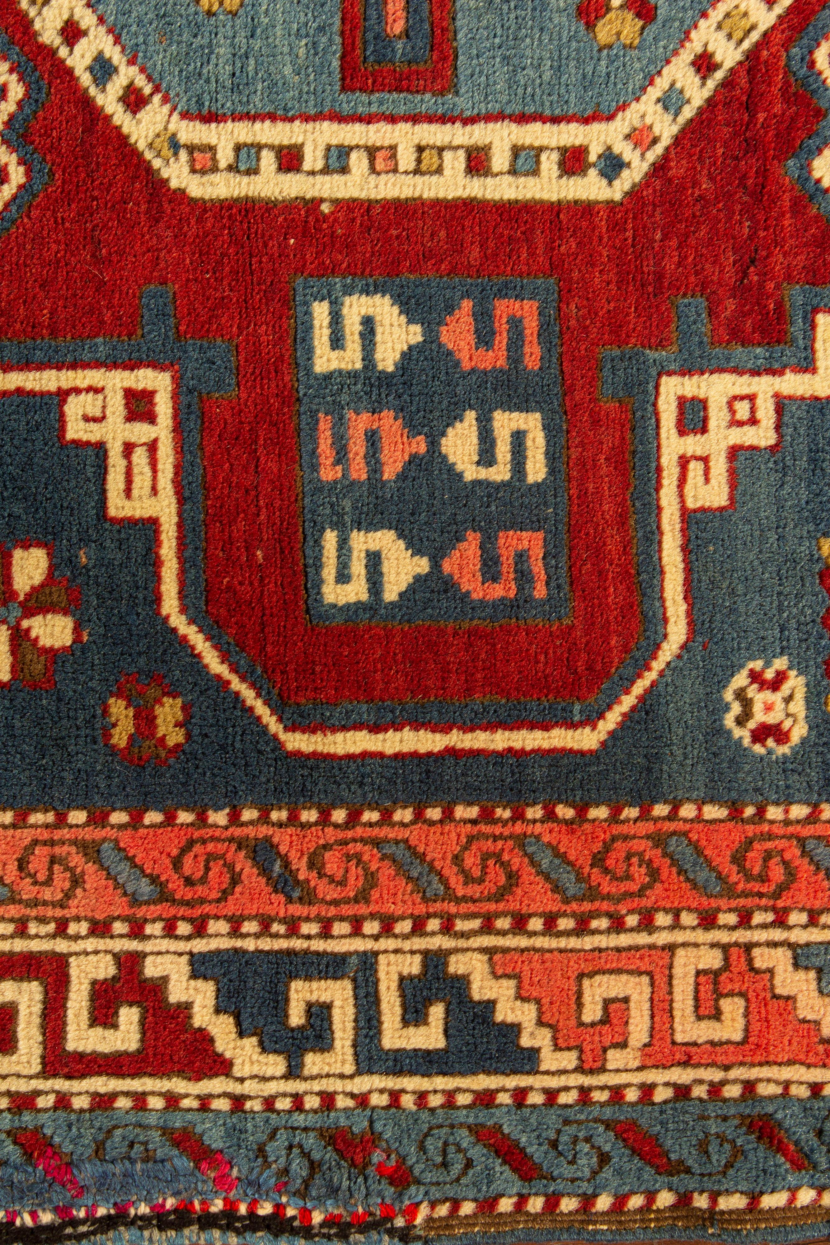 Hand-Woven Antique Caucasian Dagestan Rug, circa 1900 3'11 x 7'10 For Sale
