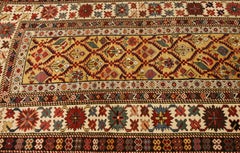 Antique Caucasian Daghestan Abstract Crab Design Rug 3' 2" × 9' 5"