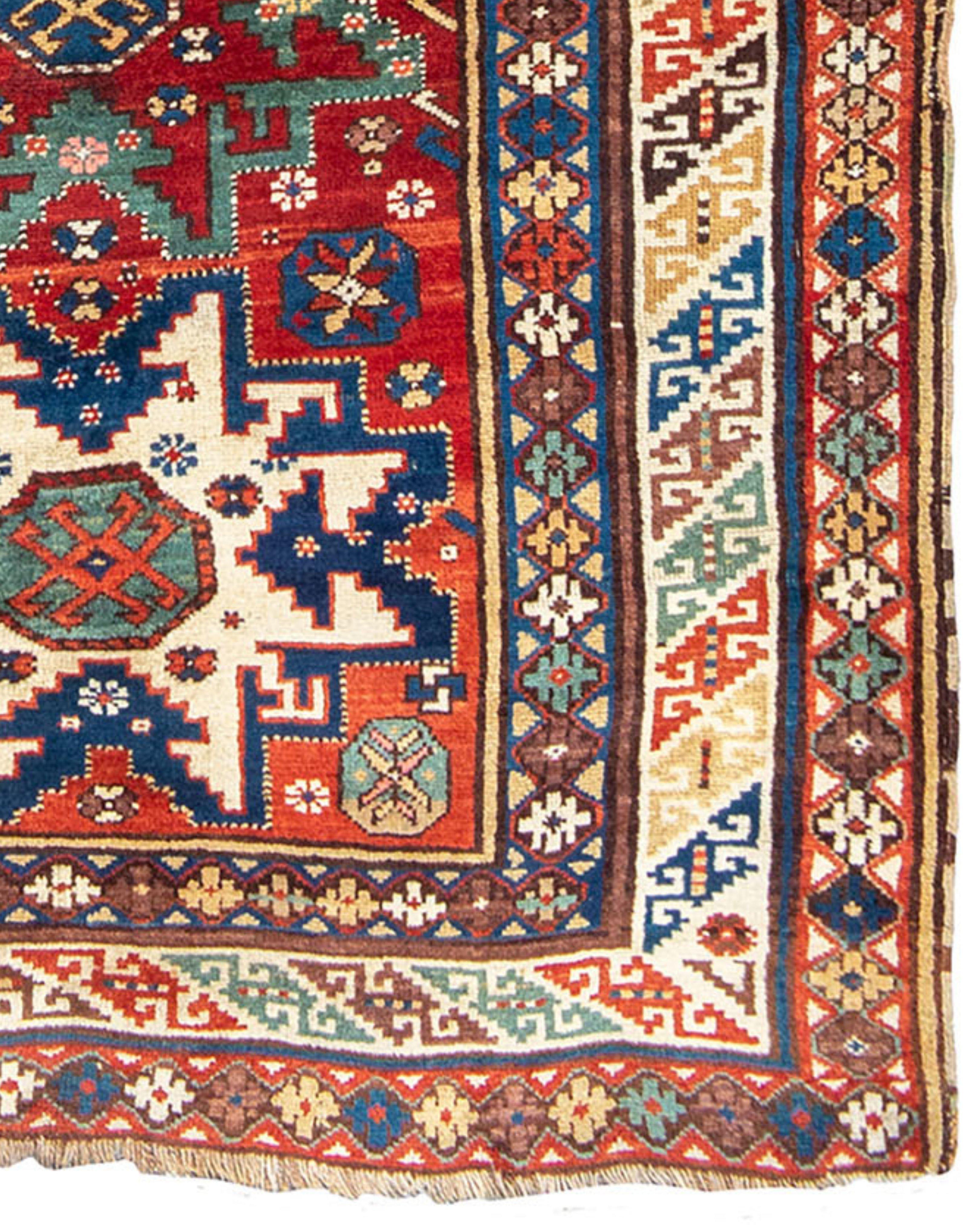 Wool Antique Caucasian Derbend Long Rug, Late 19th Century For Sale