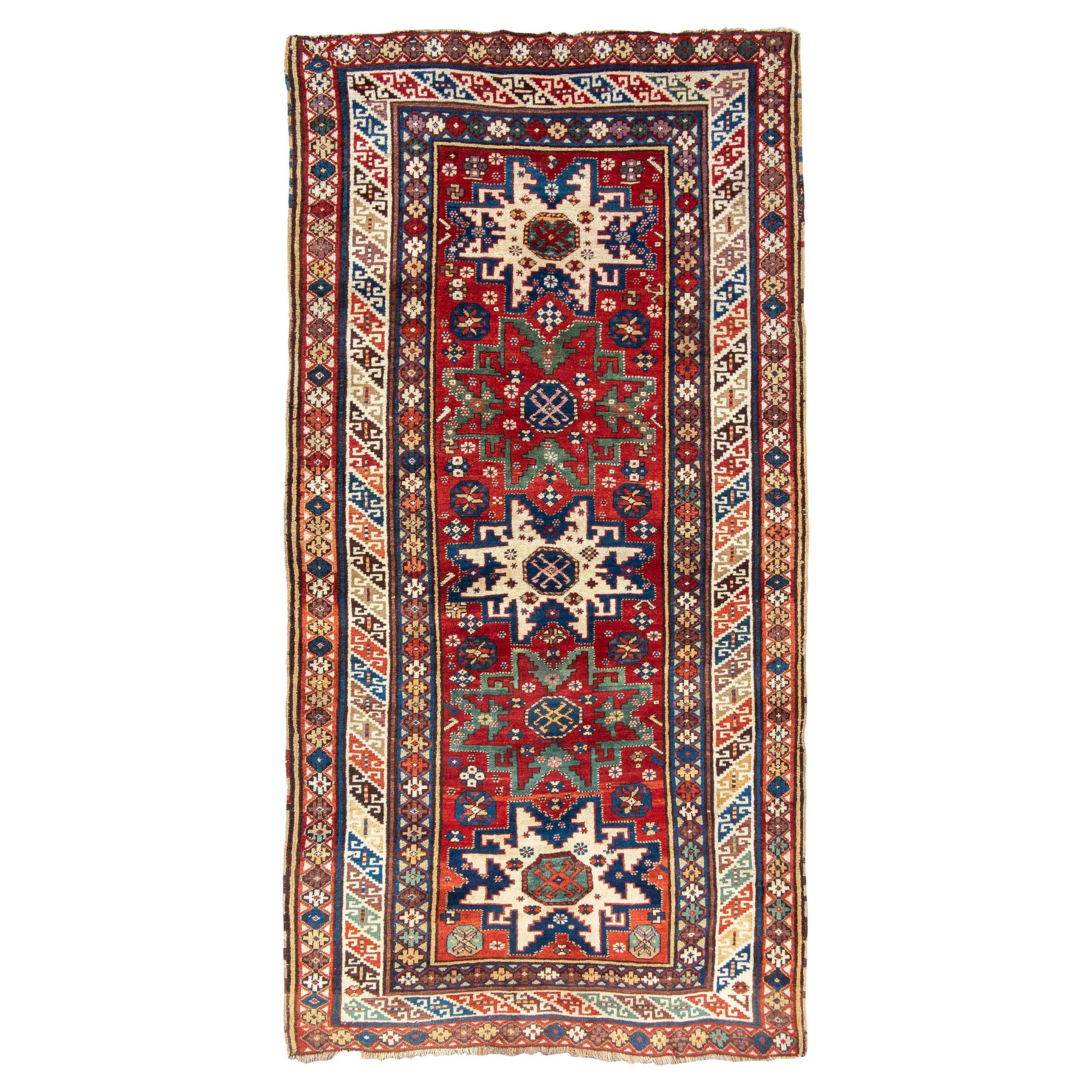 Tapis long caucasien ancien Derbend, fin du 19ème siècle