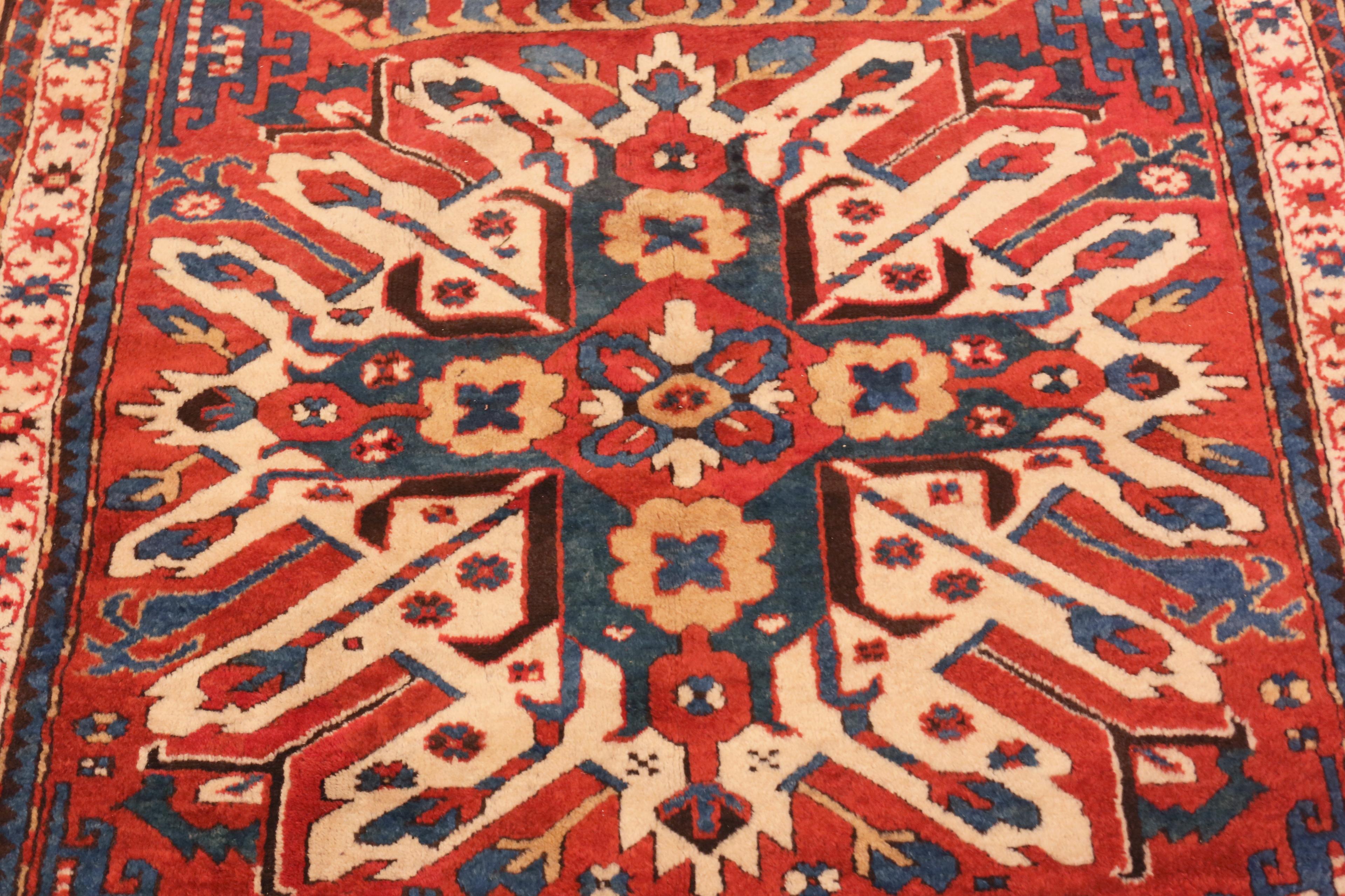 Antique Caucasian Eagle Kazak Rug. 4 ft 4 in x 6 ft 1 in In Good Condition In New York, NY