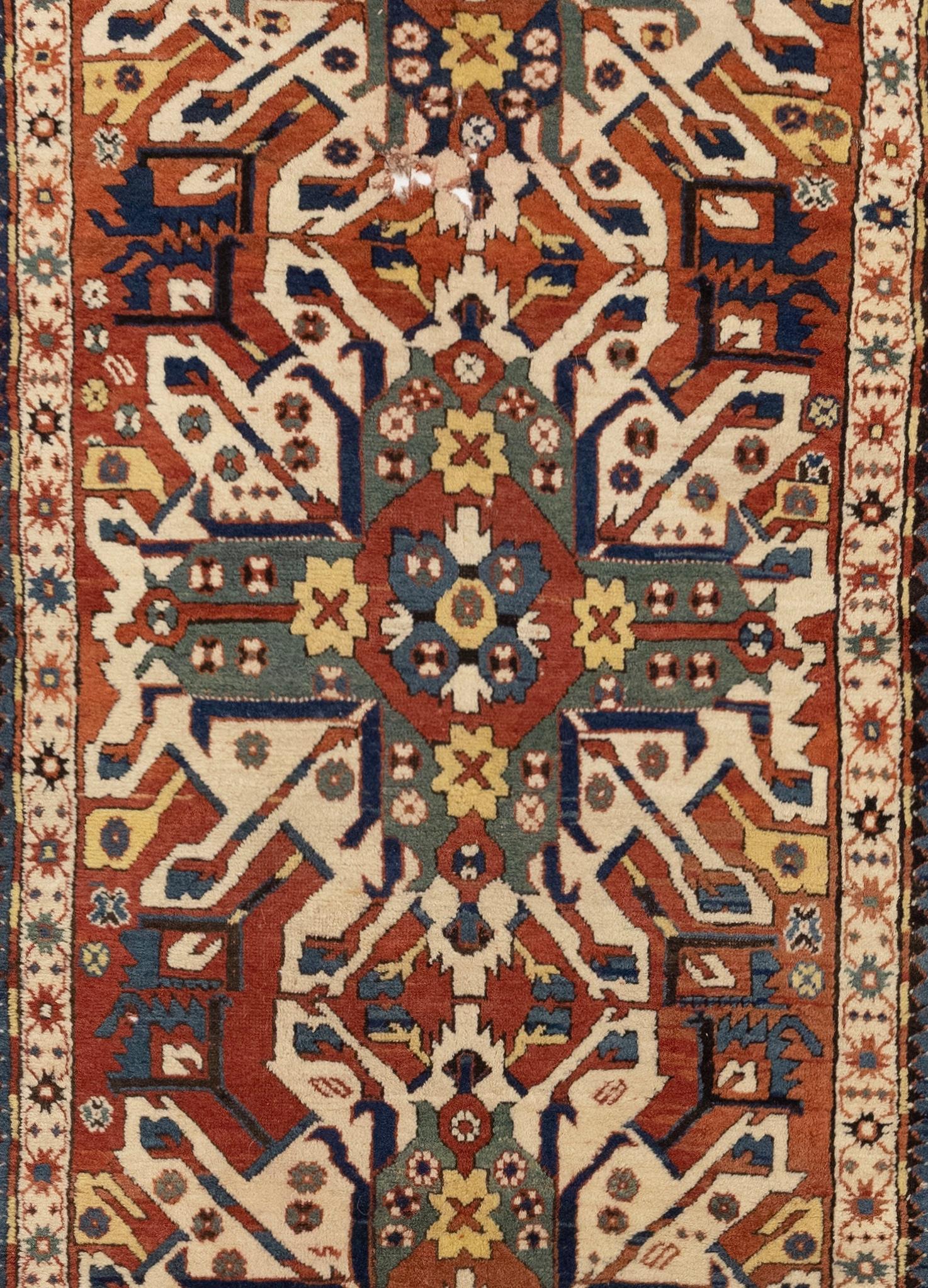 The antique caucasian eagle kazak rug is a handwoven textile that originates from the Caucasus region, located between the black and caspian Seas. This type of rug is highly valued by collectors for its intricate design and exceptional