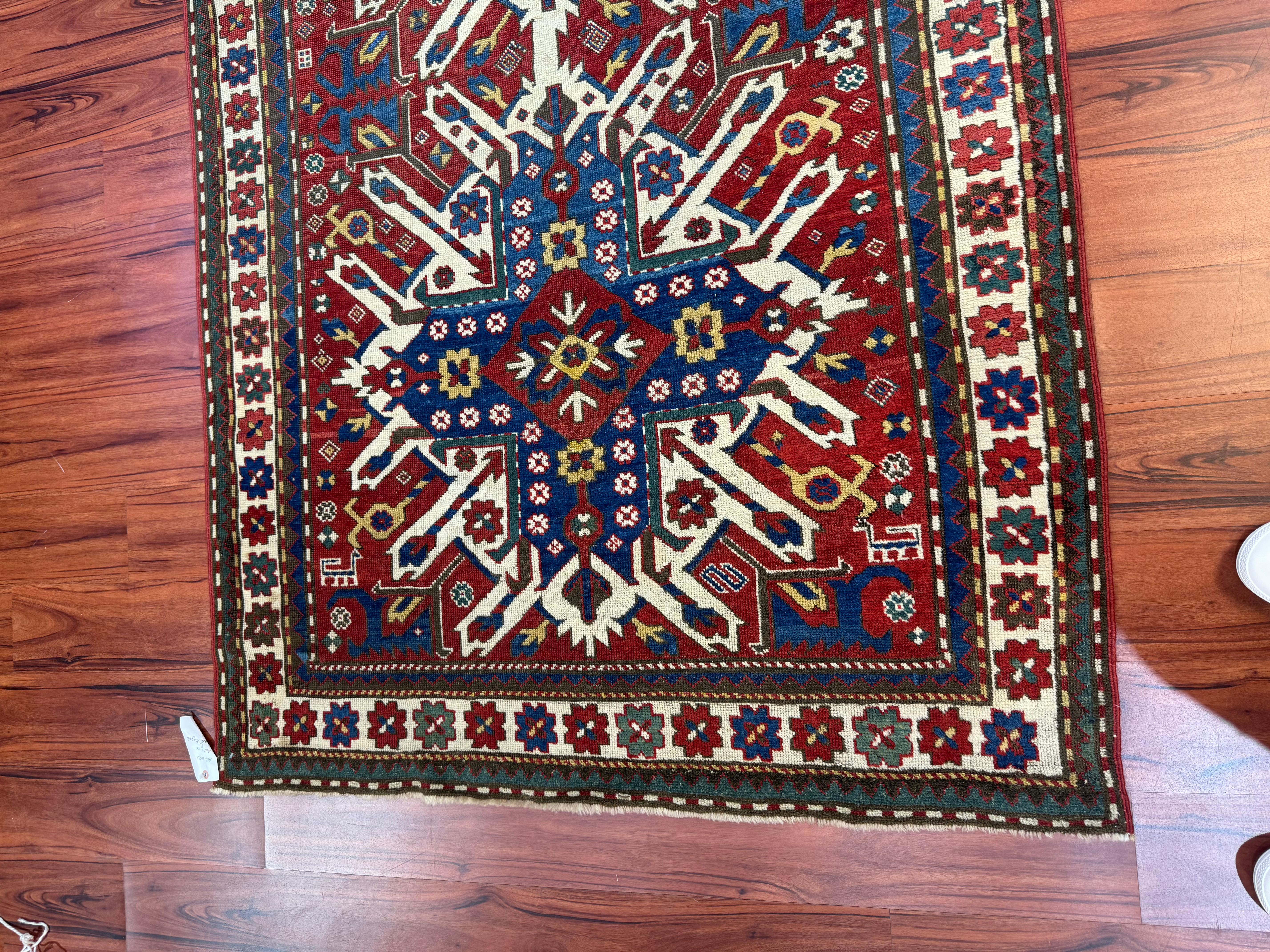 Antique Caucasian Eagle Kazak Rug For Sale 6