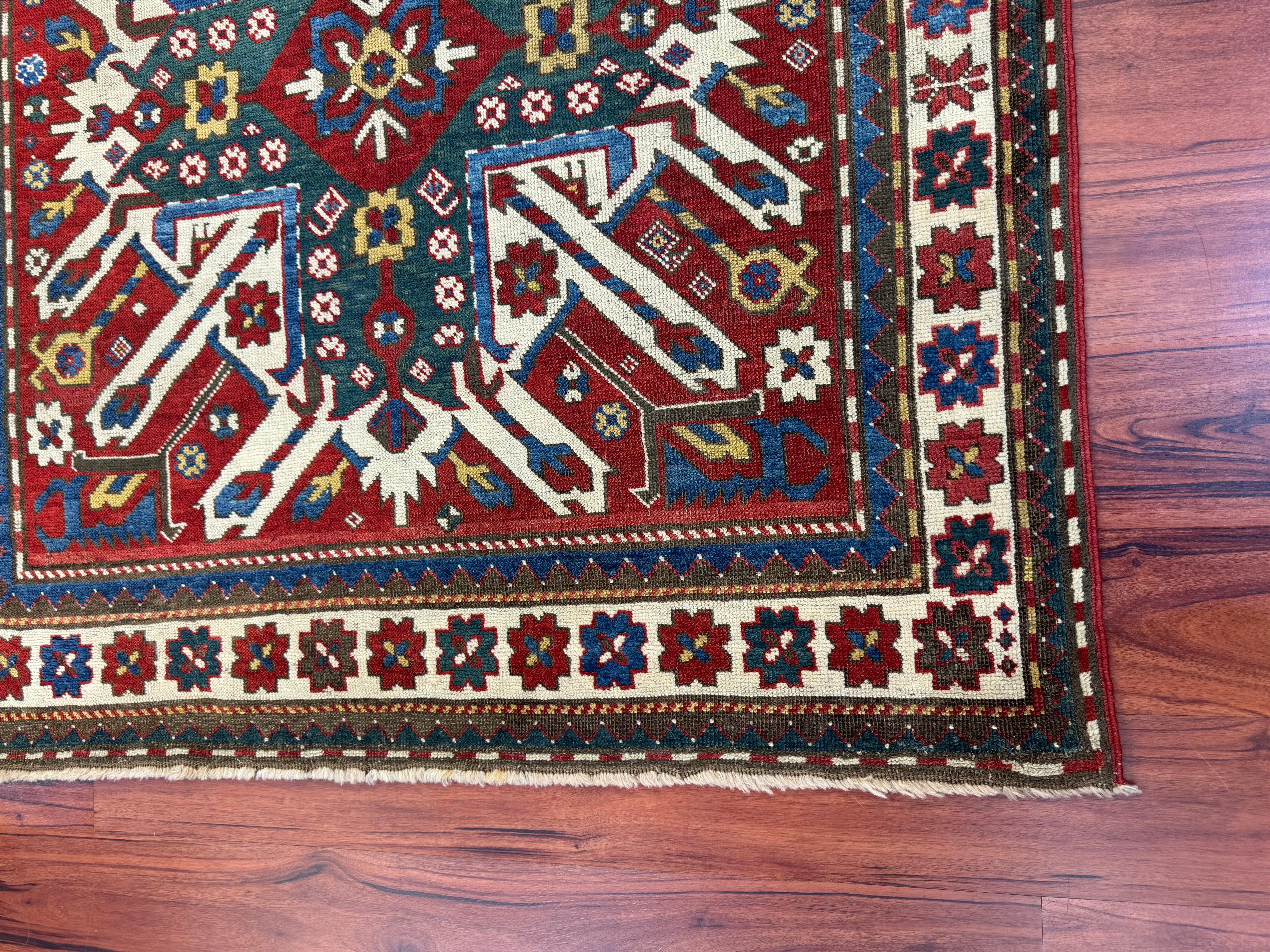 Hand-Woven Antique Caucasian Eagle Kazak Rug For Sale