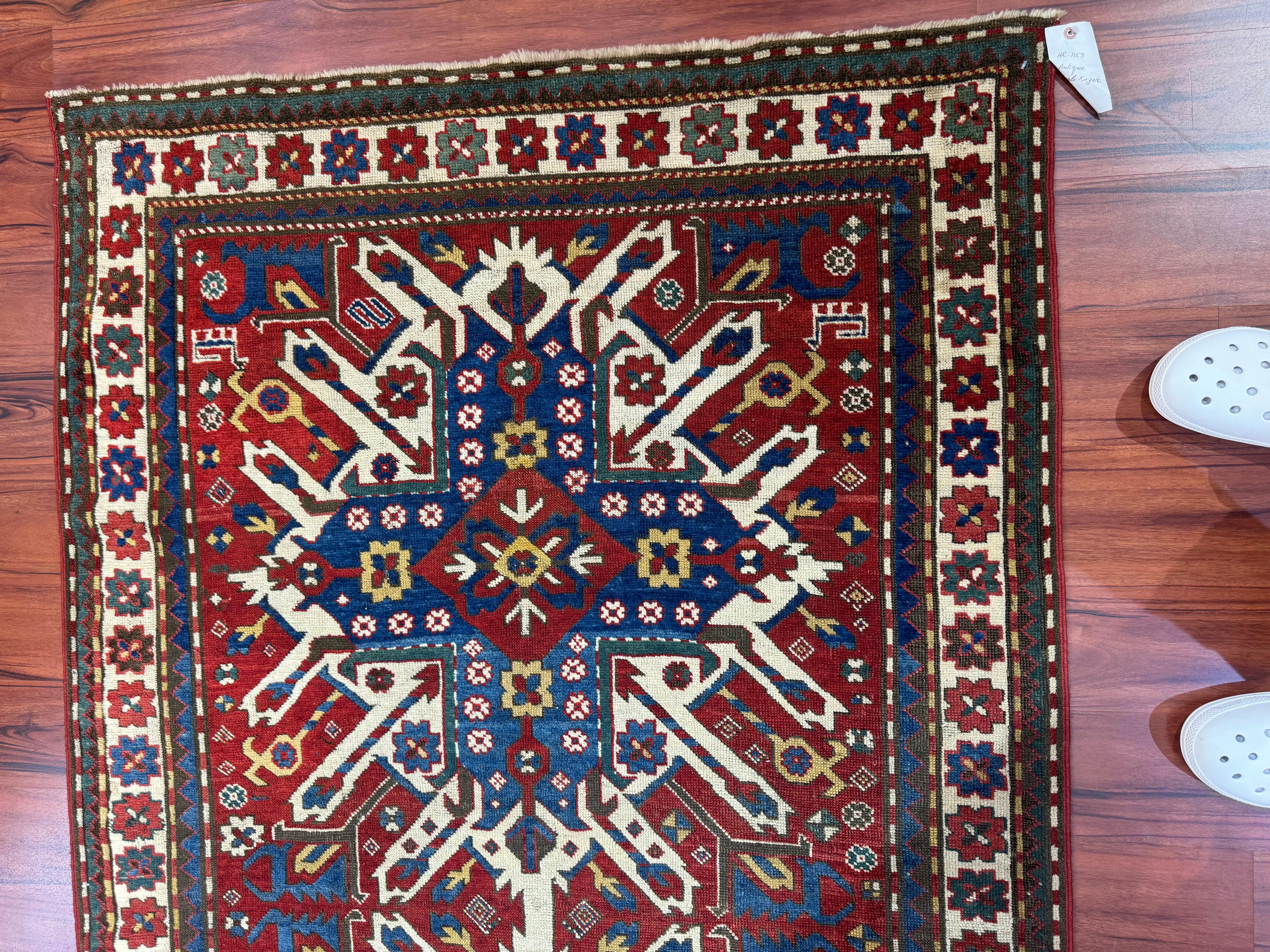 Wool Antique Caucasian Eagle Kazak Rug For Sale