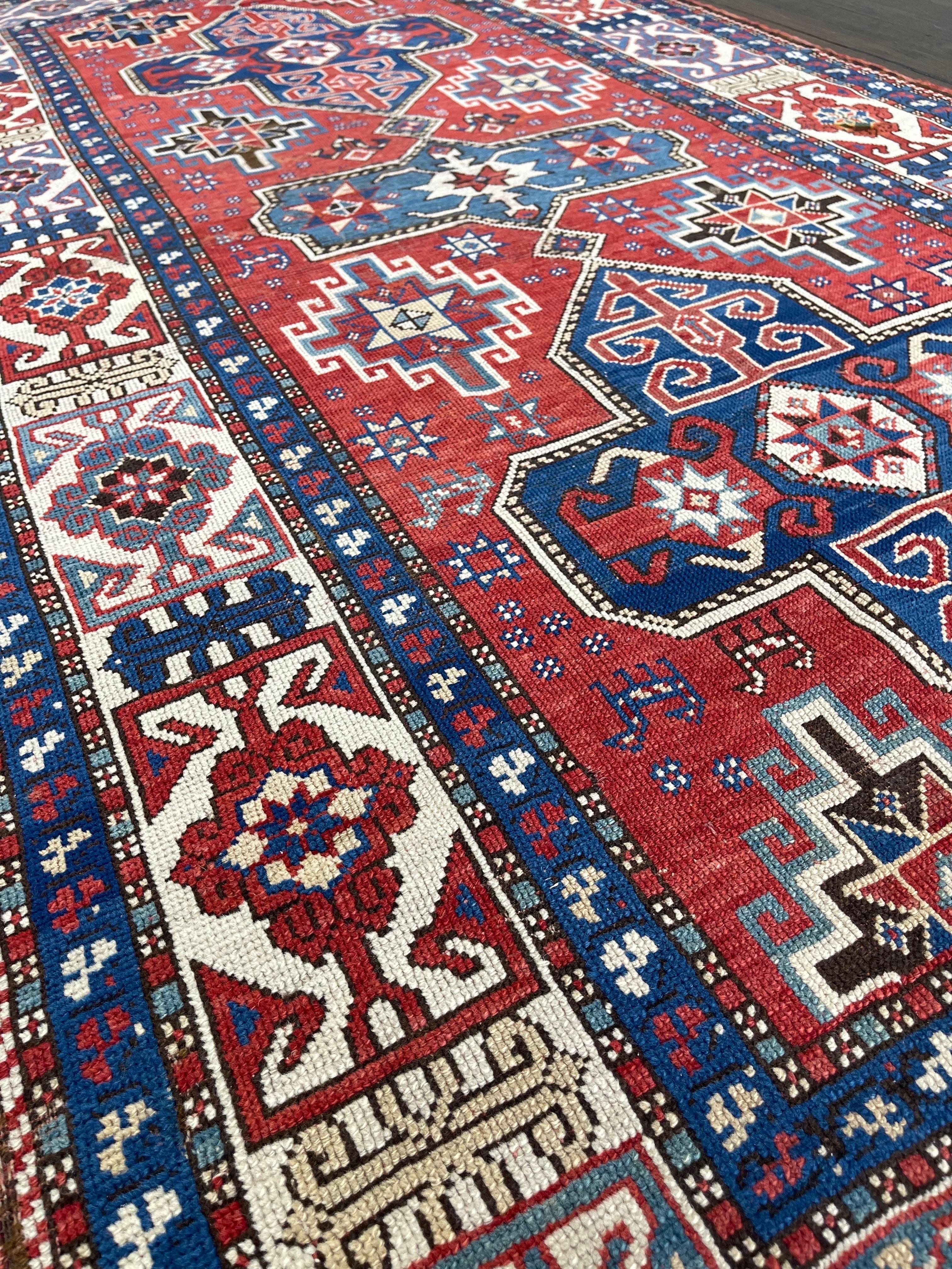 Antique Caucasian Fachralo Kazak circa 1900 For Sale 4