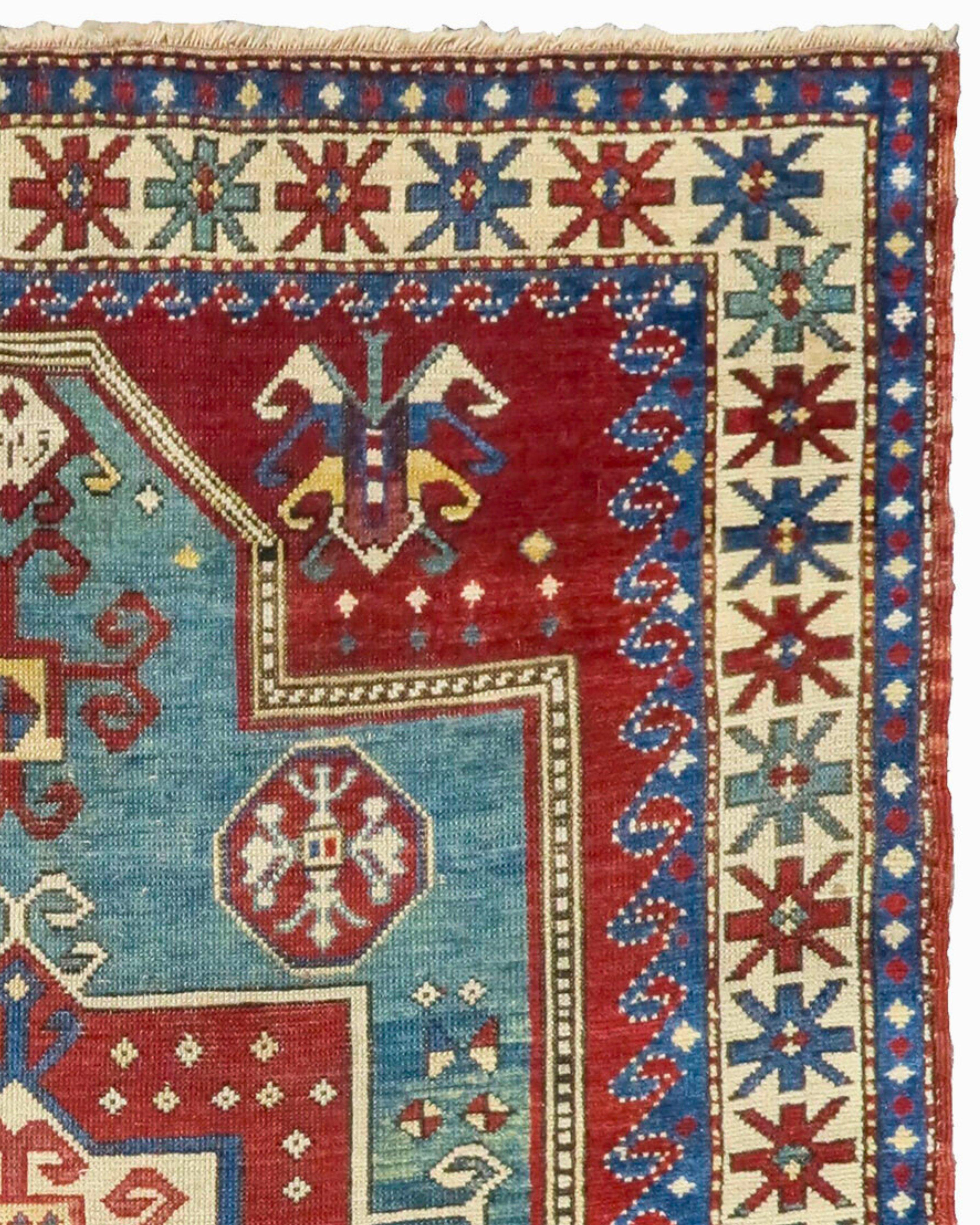 Hand-Woven Antique Caucasian Fachralo Kazak Prayer Rug, 19th Century For Sale