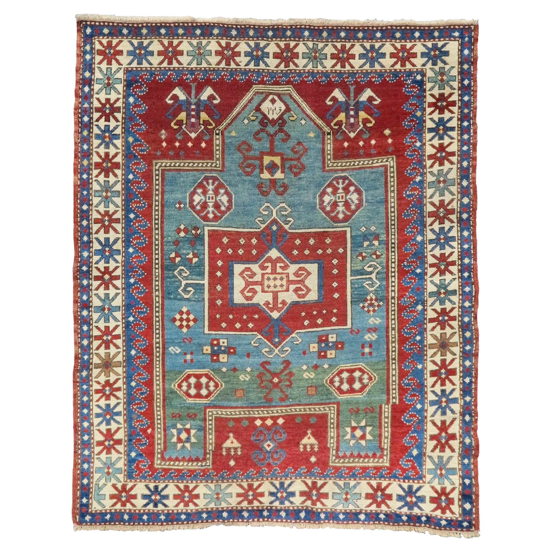 Antique Caucasian Fachralo Kazak Prayer Rug, 19th Century