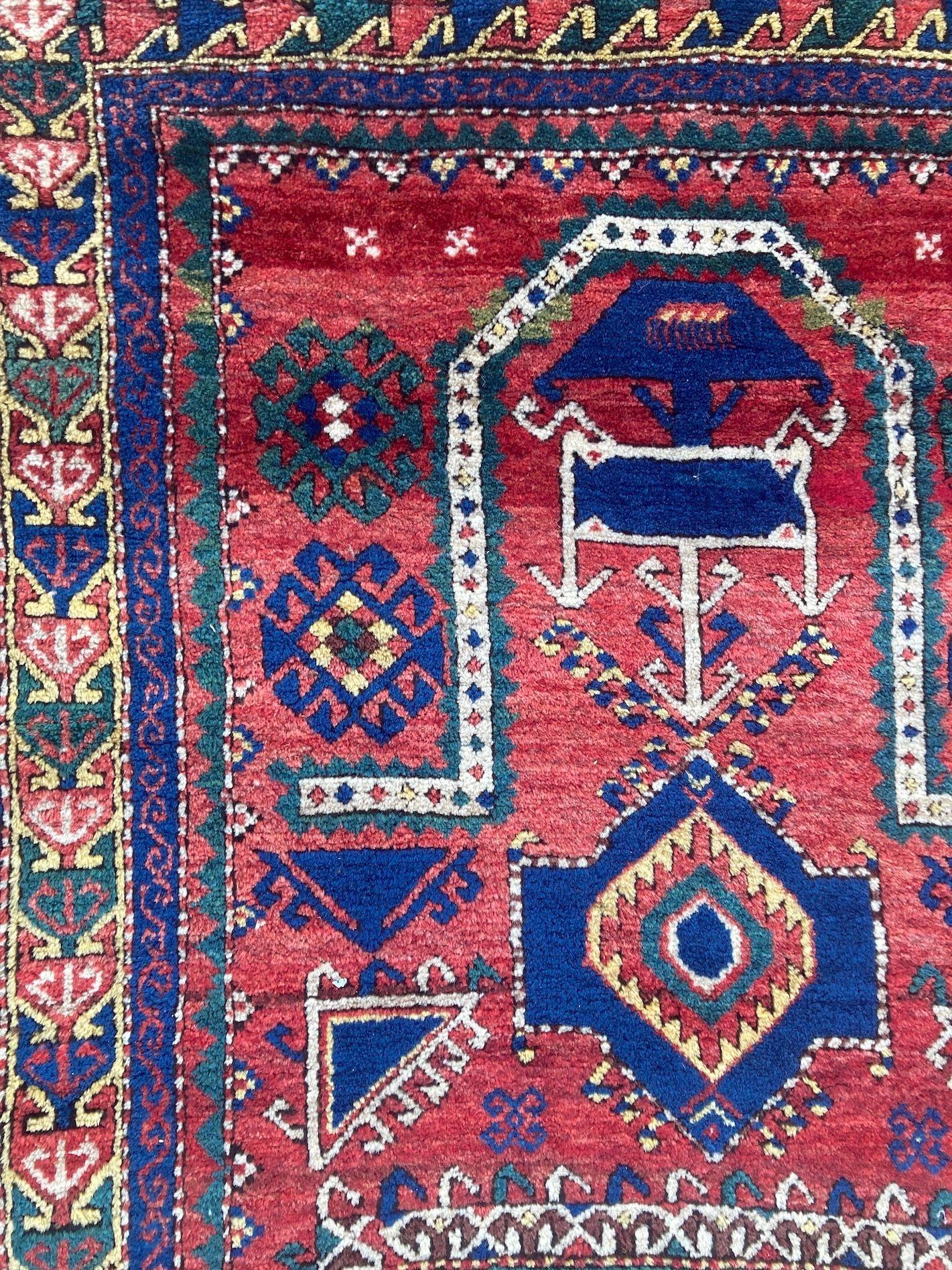 Antiker kaukasischer Fachralo Kazak-Gebetteppich aus Fachralo 2,48 m x 1,30 m im Angebot 6