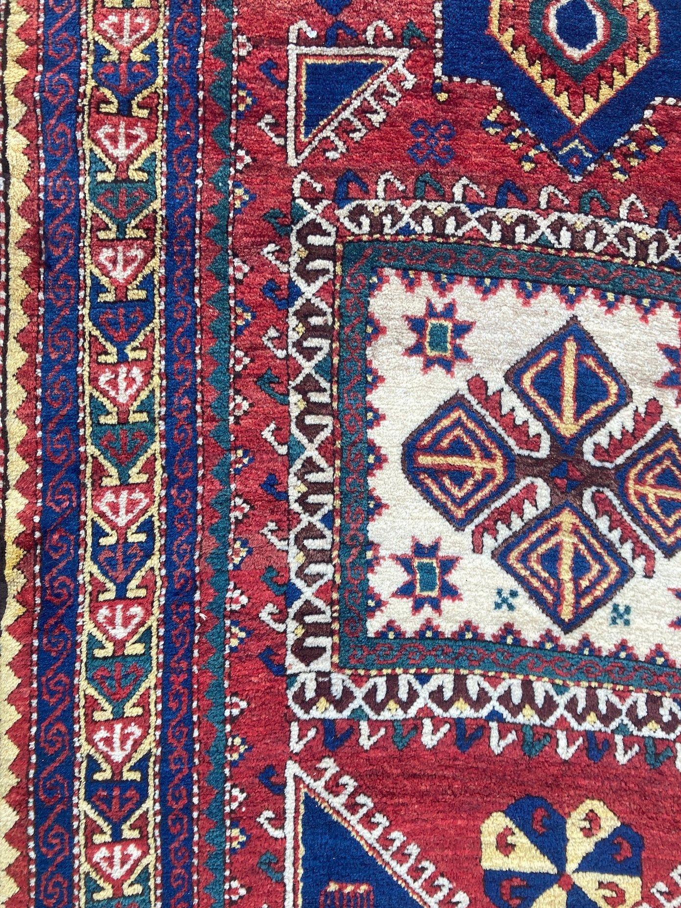 Antiker kaukasischer Fachralo Kazak-Gebetteppich aus Fachralo 2,48 m x 1,30 m im Angebot 7
