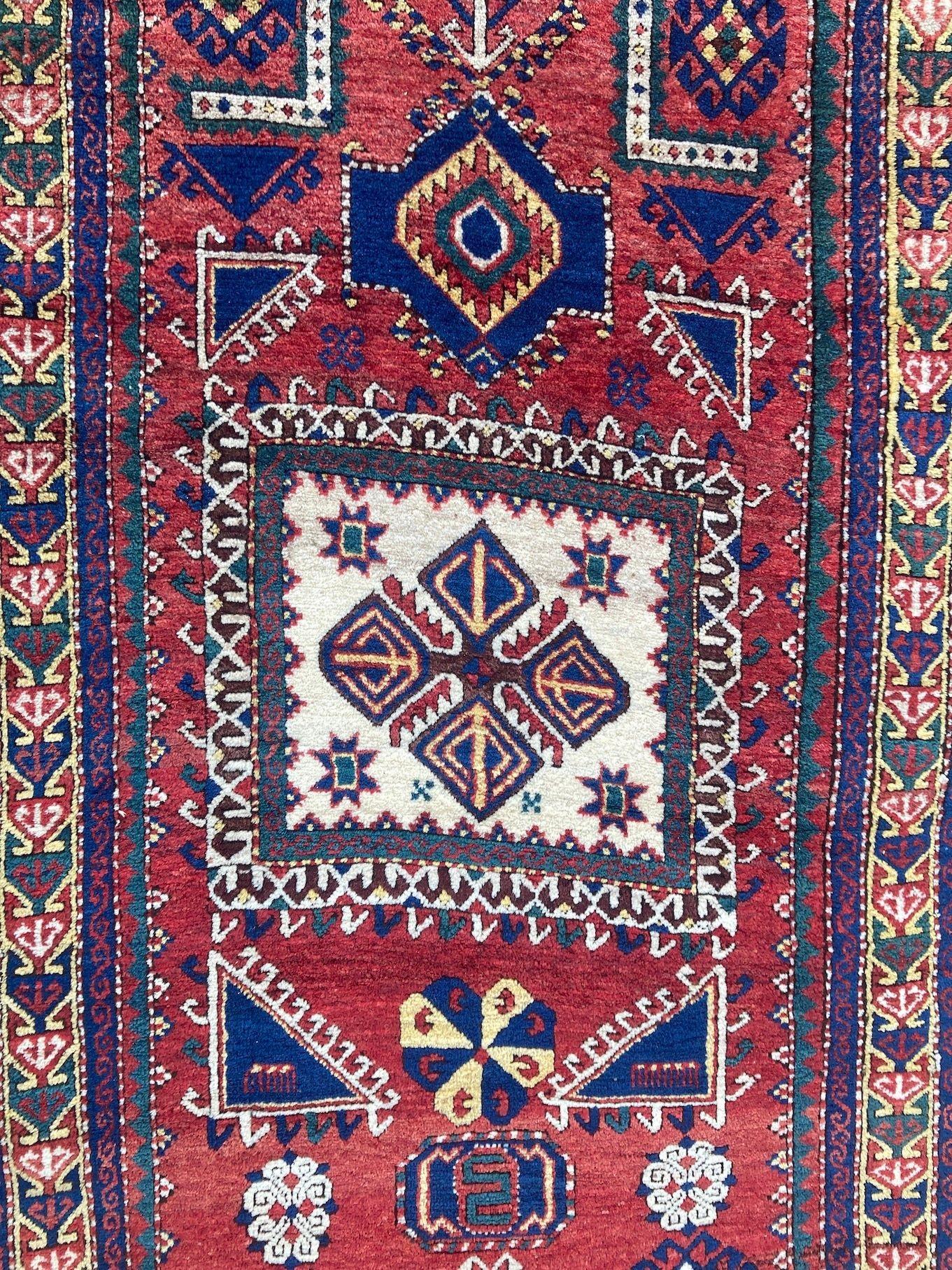 Antiker kaukasischer Fachralo Kazak-Gebetteppich aus Fachralo 2,48 m x 1,30 m im Angebot 8