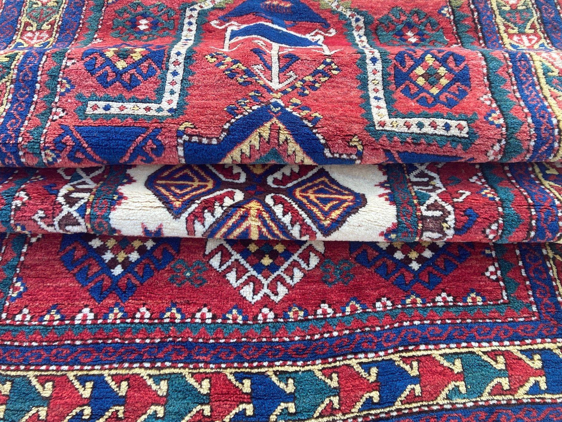 Antiker kaukasischer Fachralo Kazak-Gebetteppich aus Fachralo 2,48 m x 1,30 m im Angebot 11