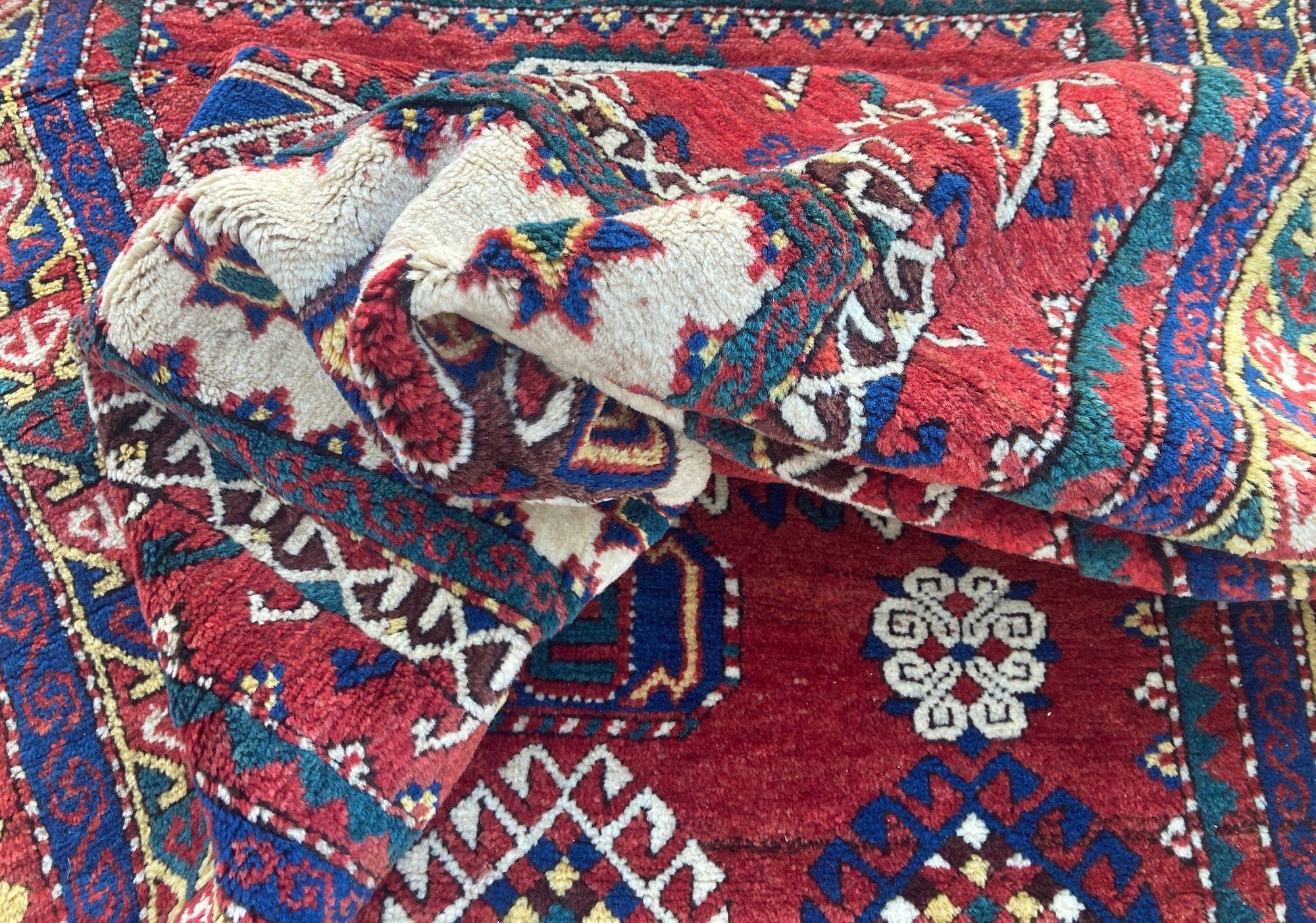 Antiker kaukasischer Fachralo Kazak-Gebetteppich aus Fachralo 2,48 m x 1,30 m im Angebot 12