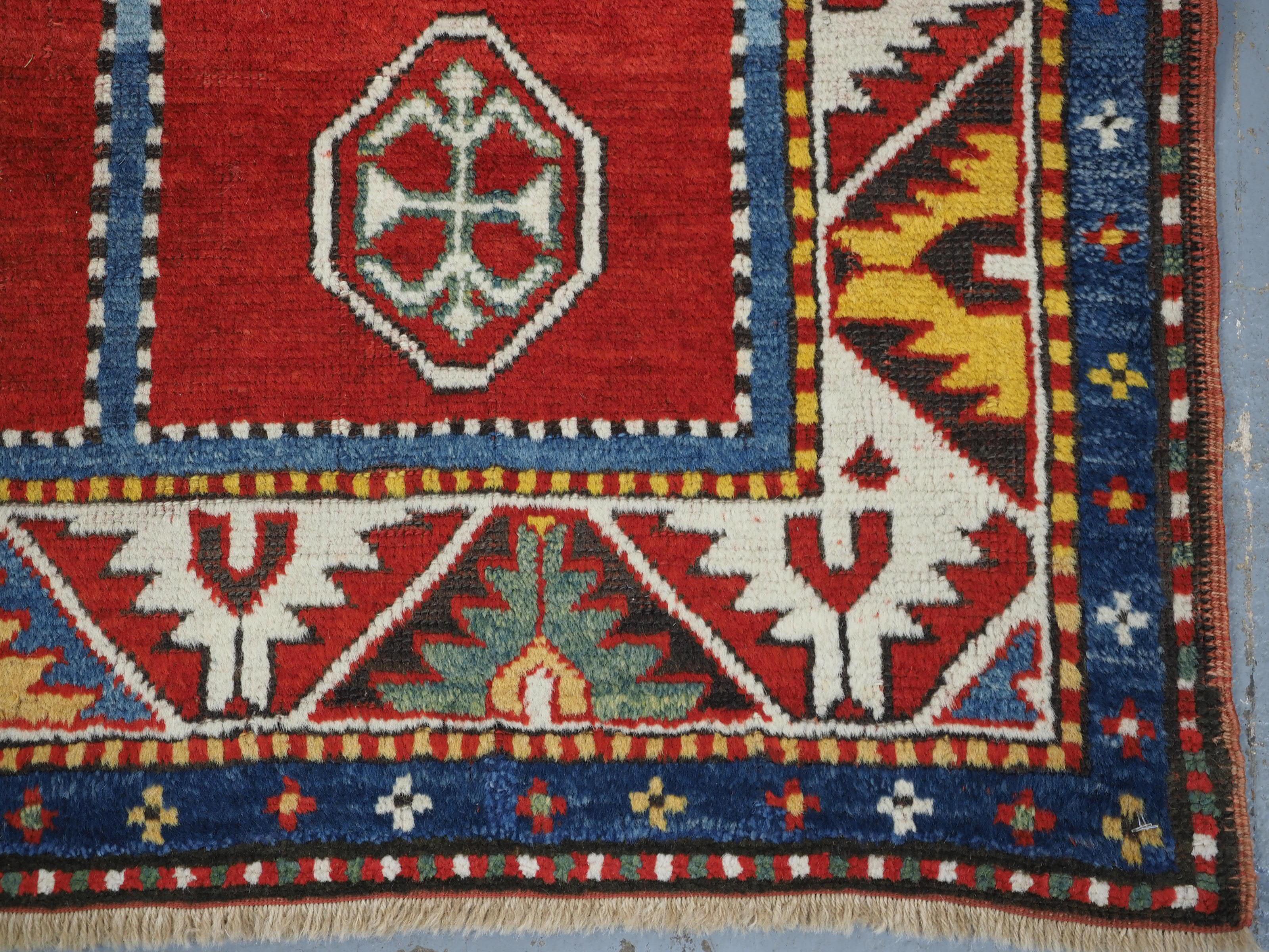 Antique Caucasian Fachralo Kazak Prayer Rug For Sale 6