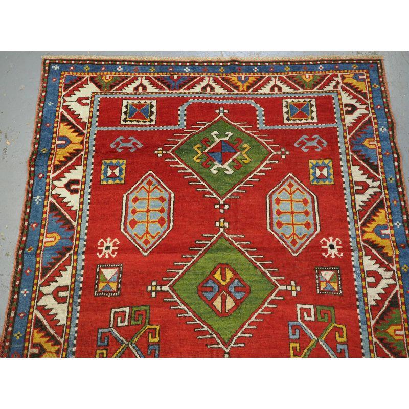 Hand-Woven Antique Caucasian Fachralo Kazak Prayer Rug For Sale