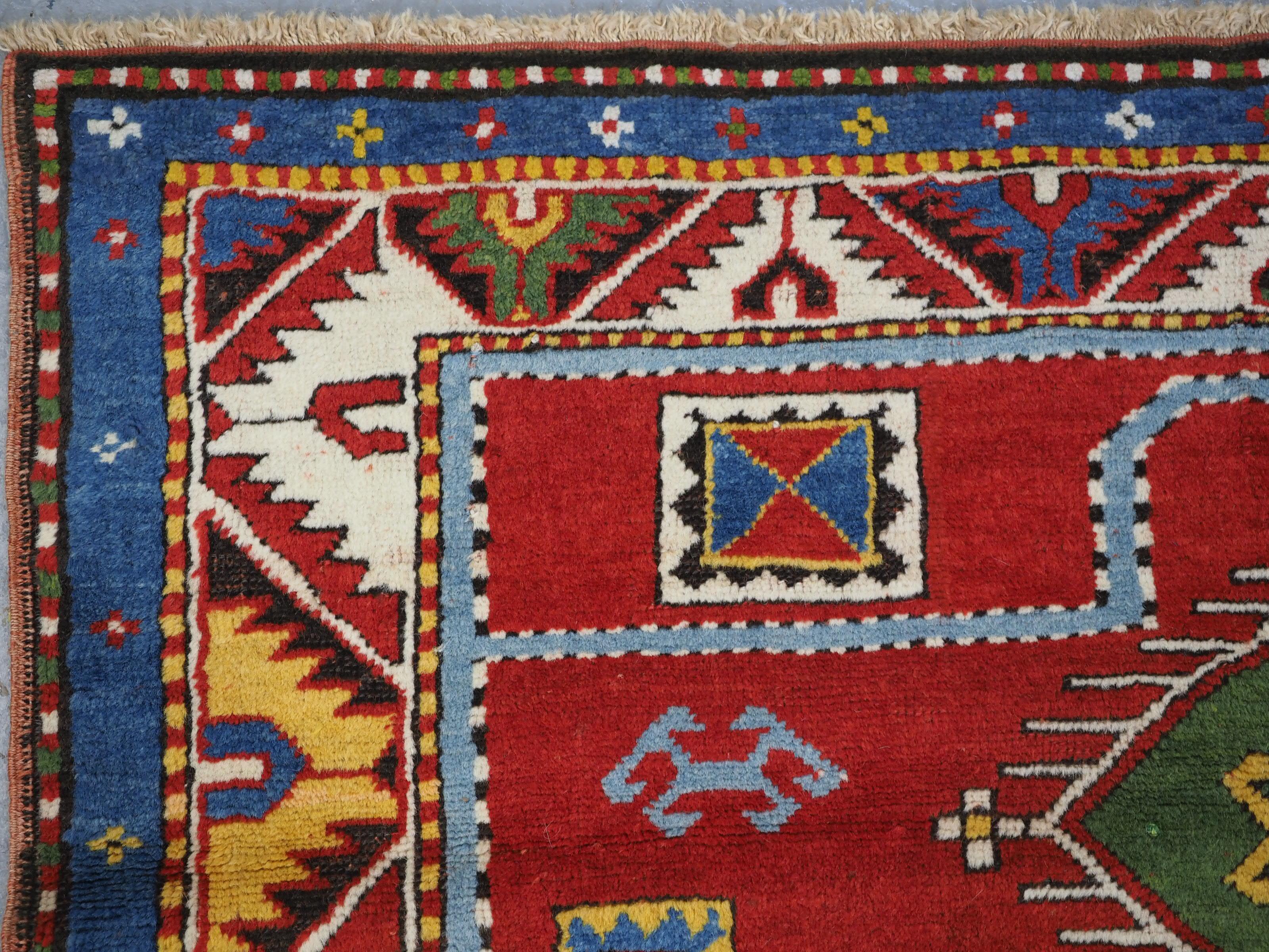 Wool Antique Caucasian Fachralo Kazak Prayer Rug For Sale