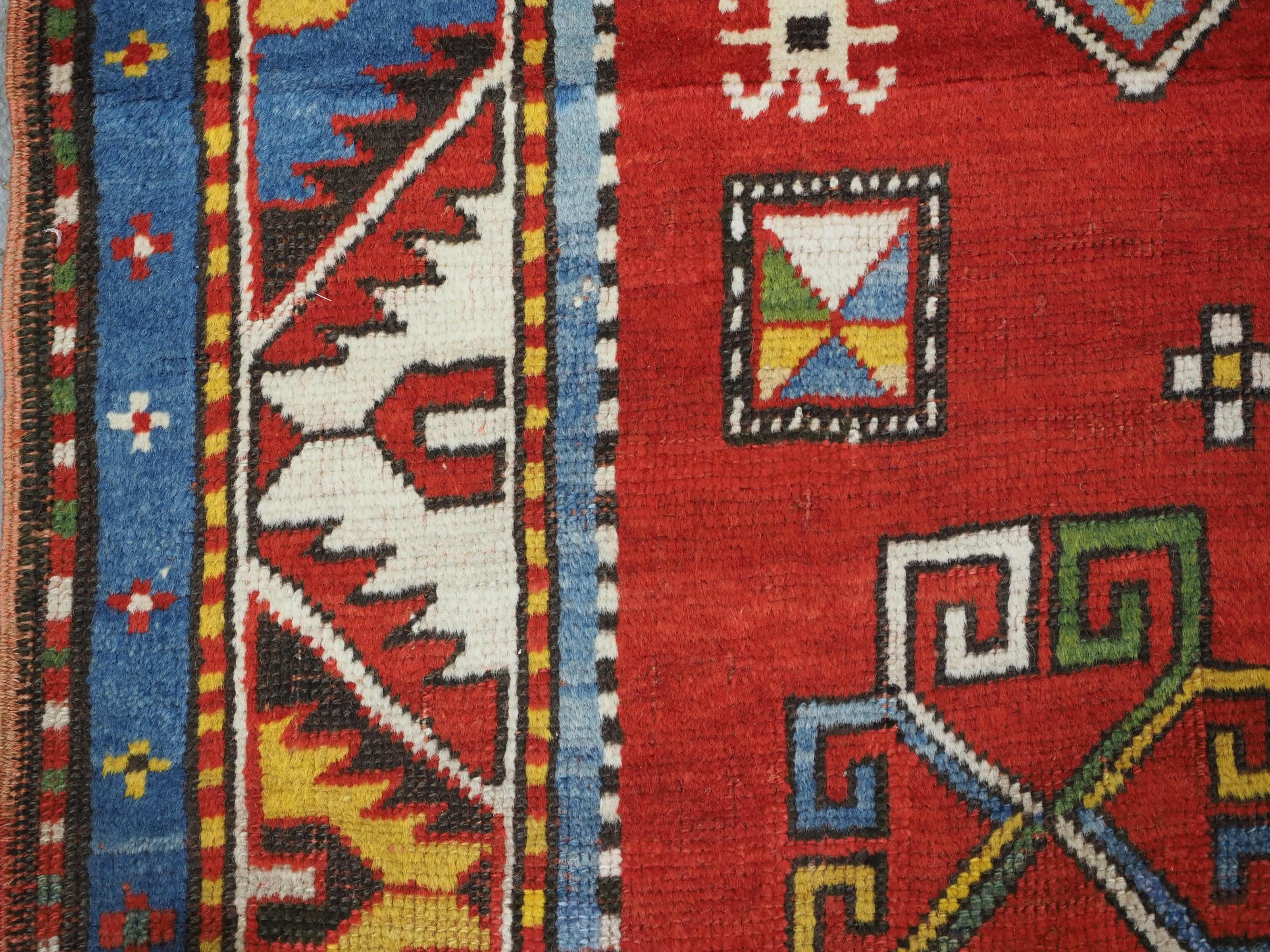 Antique Caucasian Fachralo Kazak Prayer Rug For Sale 1