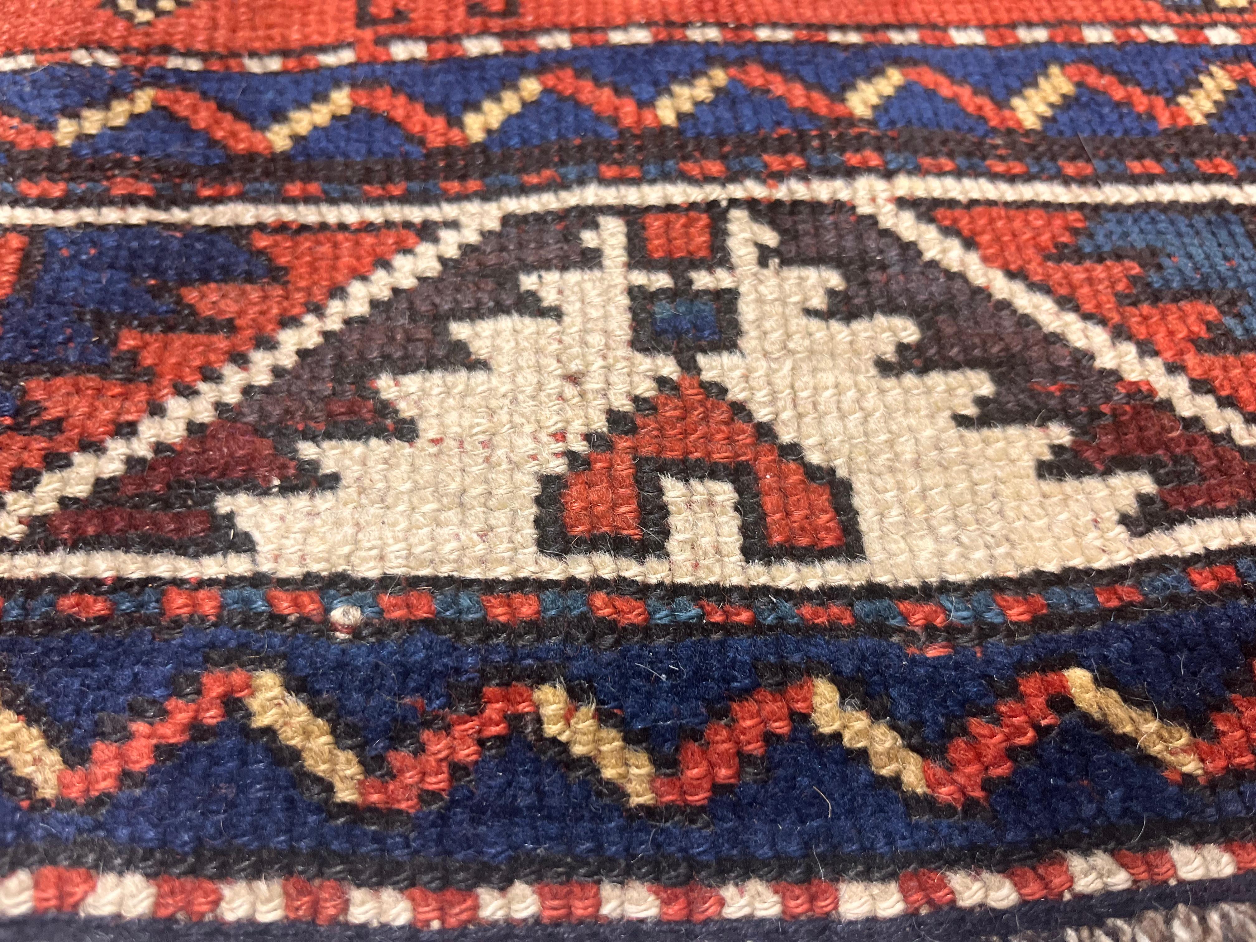 Wool Antique Caucasian Fakhralou Kazak Rug 5’2” x 6’0