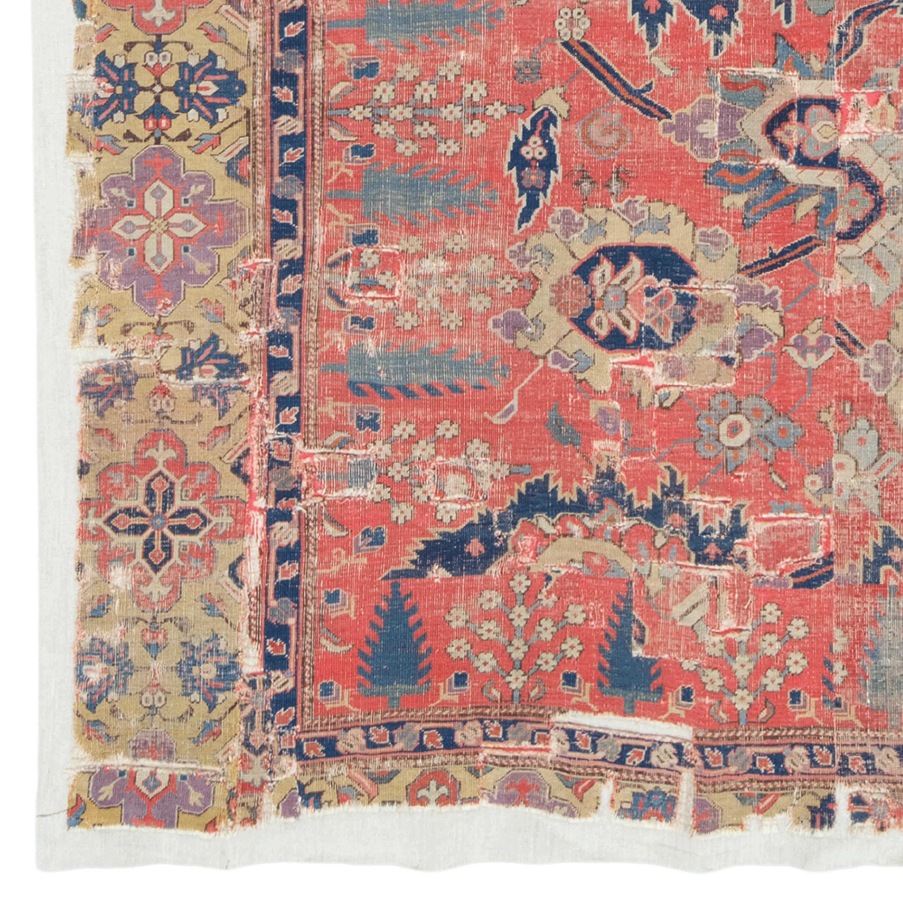 Antikes kaukasisches Fragment - Kasachisches Fragment aus dem 18.

Die Pracht der historischen Textur Dieses antike kasachische Teppichstück ist ein Kunstwerk aus dem 18. Die Farbpalette wird von satten Rot-, Blau- und Neutraltönen dominiert und ist