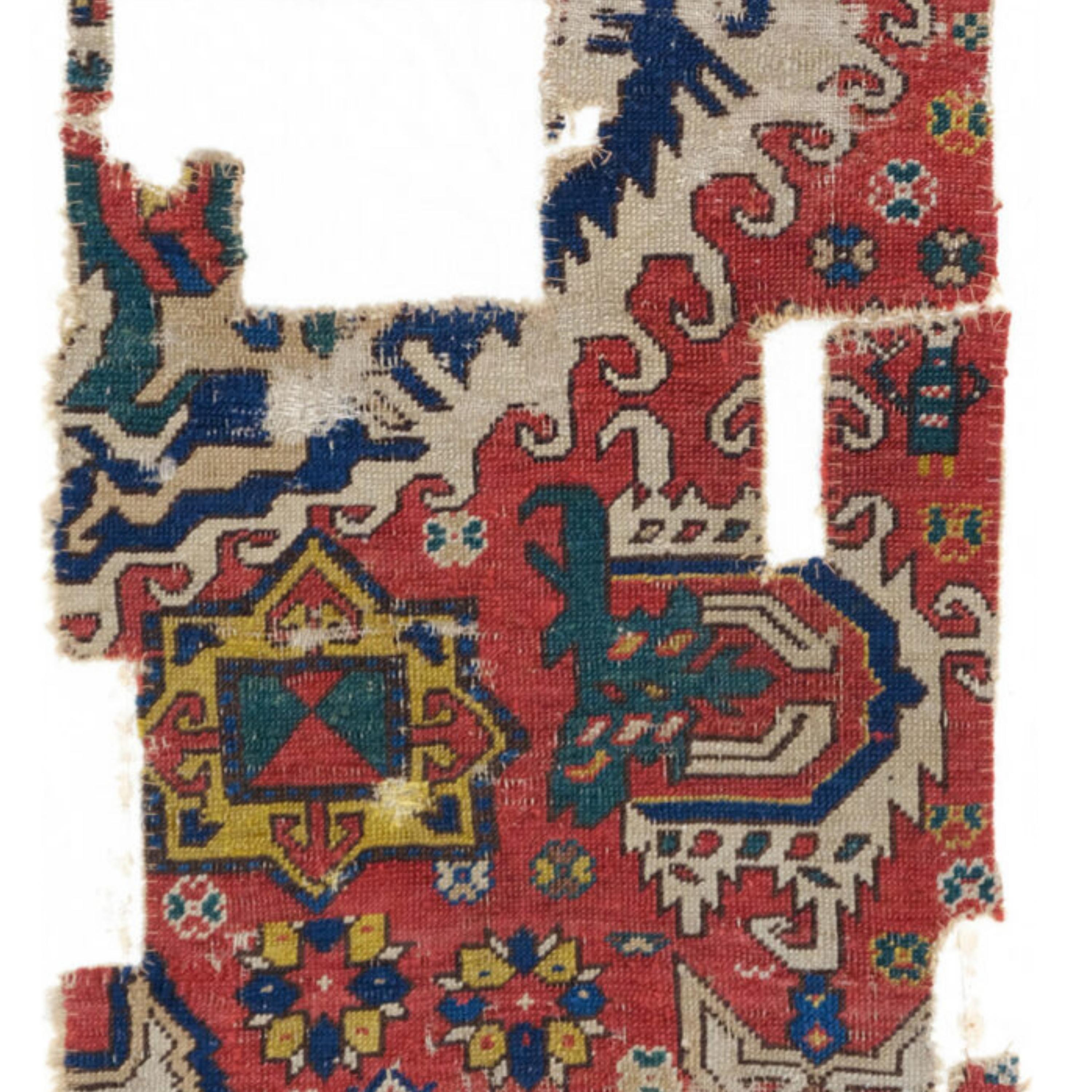 Wool Antique Caucasian Fragment - 18th Century Rug Fragment, Caucasian Rug For Sale