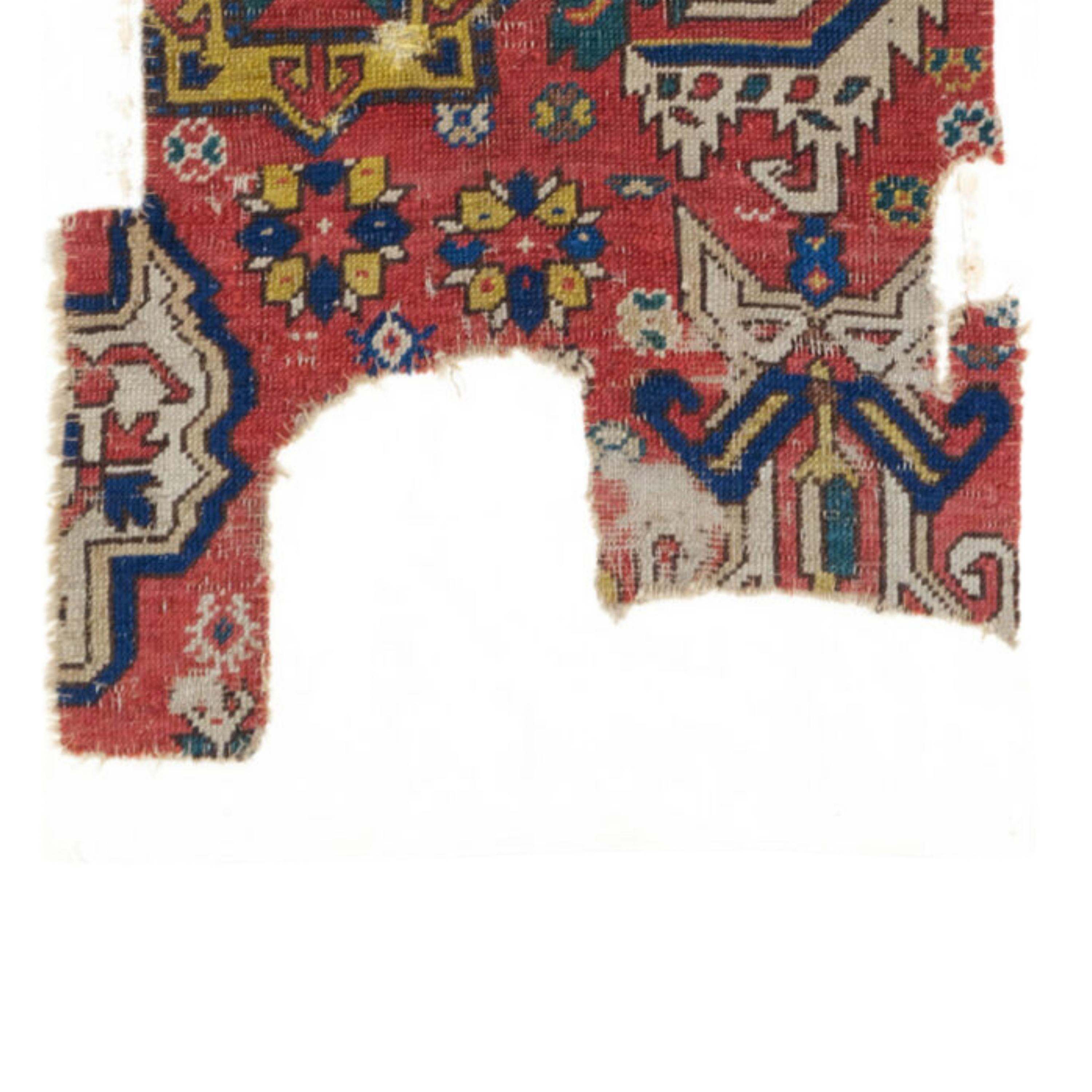 Antikes kaukasisches Fragment – Teppichfragment aus dem 18. Jahrhundert, kaukasischer Teppich (Wolle) im Angebot
