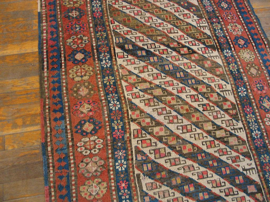 Wool 19th Century Caucasian Ganjeh Carpet ( 3'6