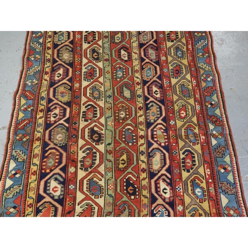 Caucasien Ancien tapis Kazak caucasien Gendje avec motif Boteh, vers 1880 en vente