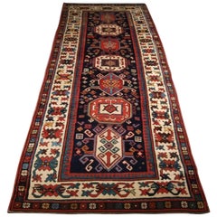 Antique Caucasian Gendje Kazak Runner with Medallion Design, circa 1890