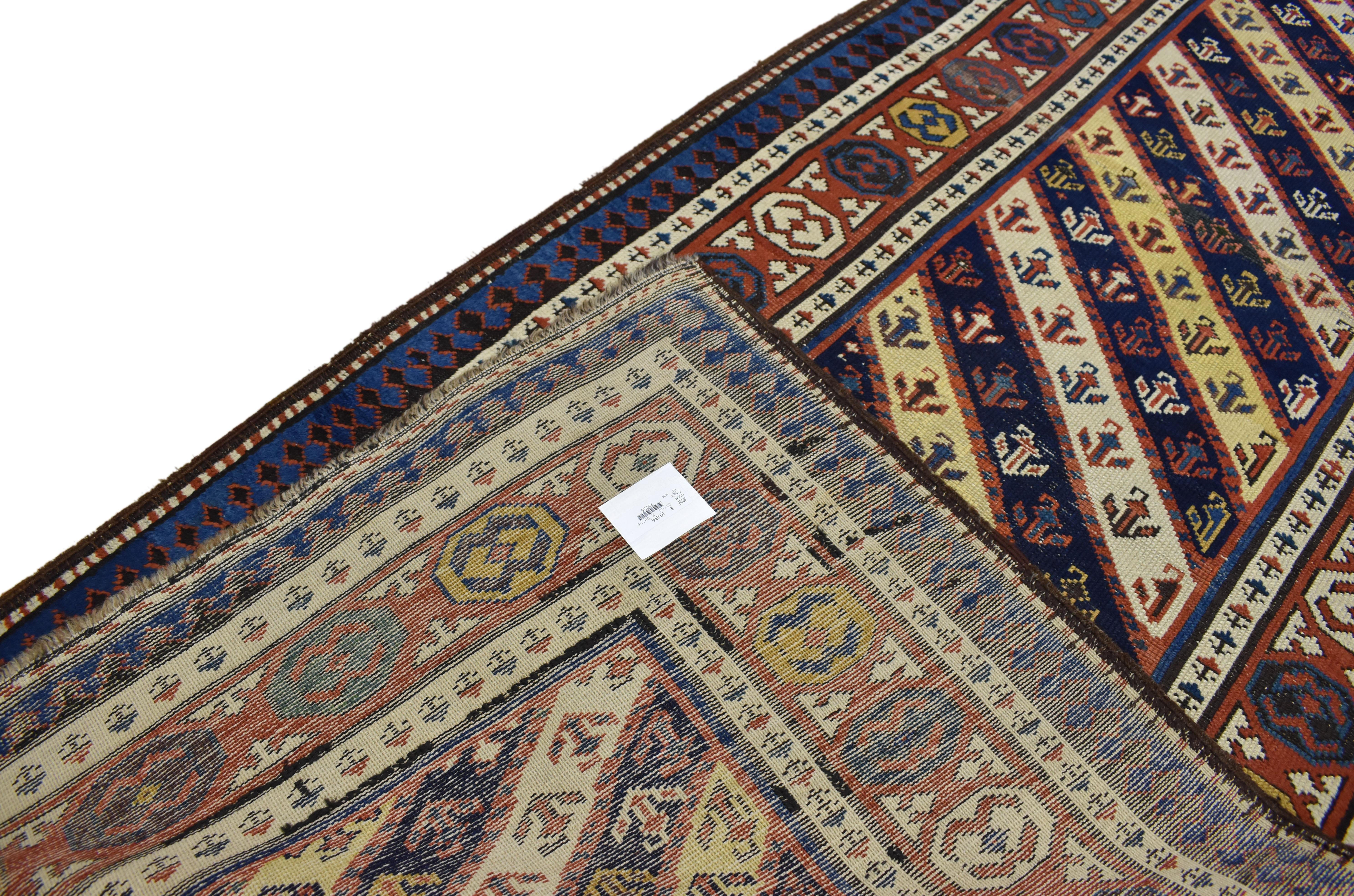 Antique Caucasian Gendje Kuba Runner with Tribal Style, Hallway Runner In Good Condition For Sale In Dallas, TX