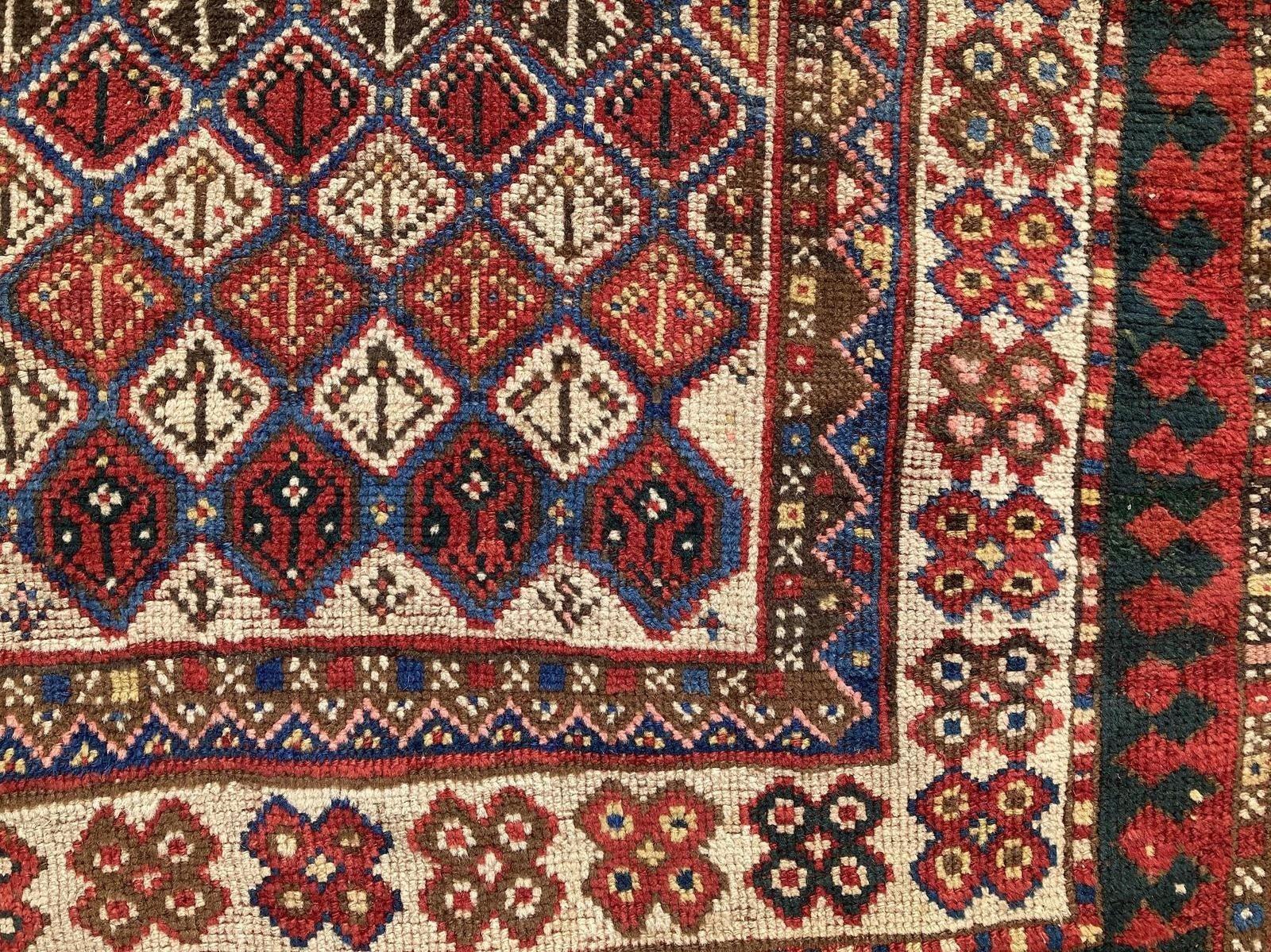 Laine Ancien tapis de prière caucasien Gendje de 1,90 m x 0,98 m en vente