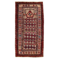 Ancien tapis de prière caucasien Gendje de 1,90 m x 0,98 m