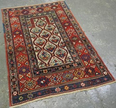 Antique Caucasian Gendje Prayer Rug, Floral Lattice Design, Circa 1890