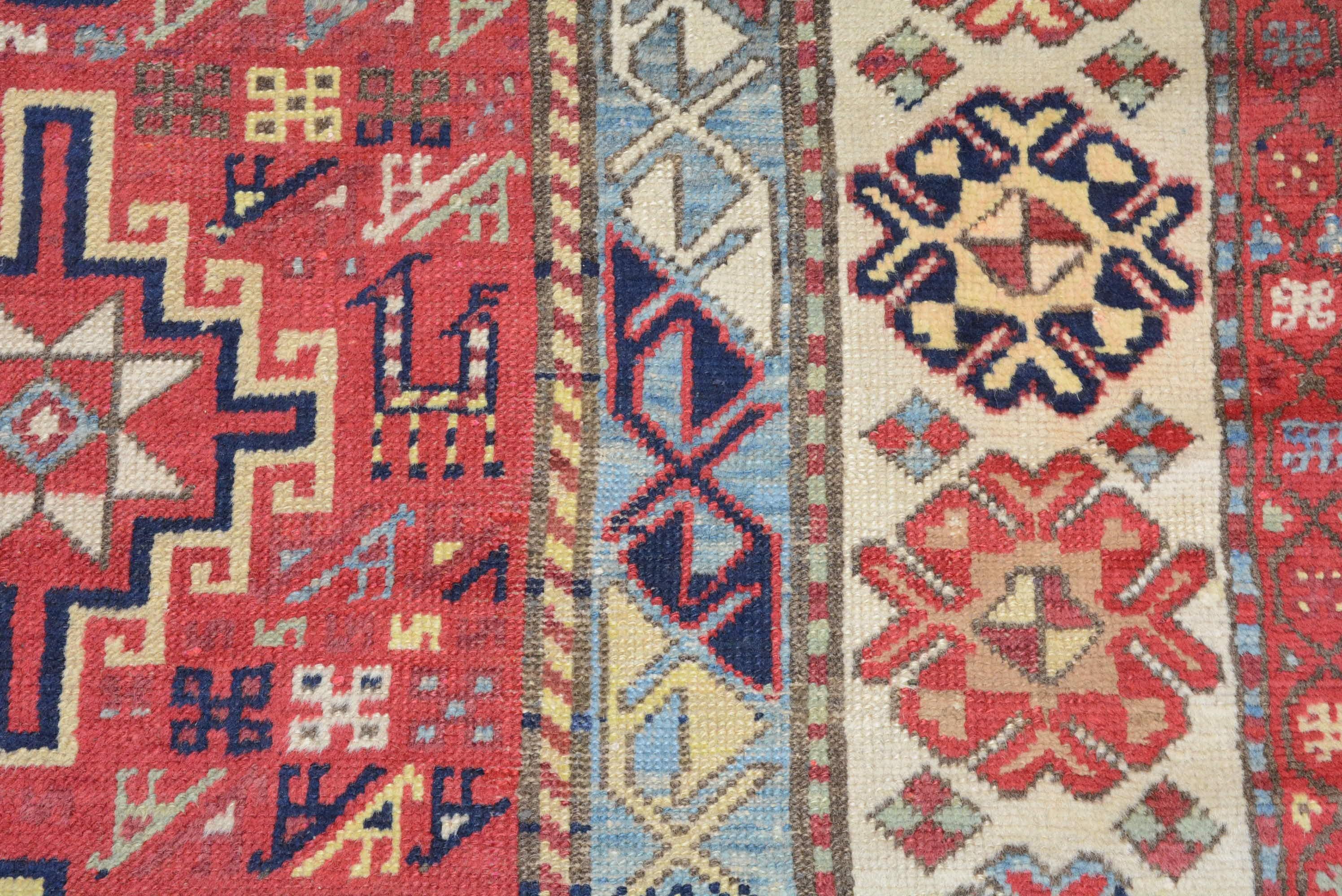 Wool Antique Caucasian Gendje Rug  For Sale