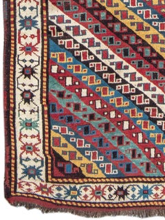 Antico runner caucasico Gendje, fine del XIX secolo, 3'7" × 9'0"