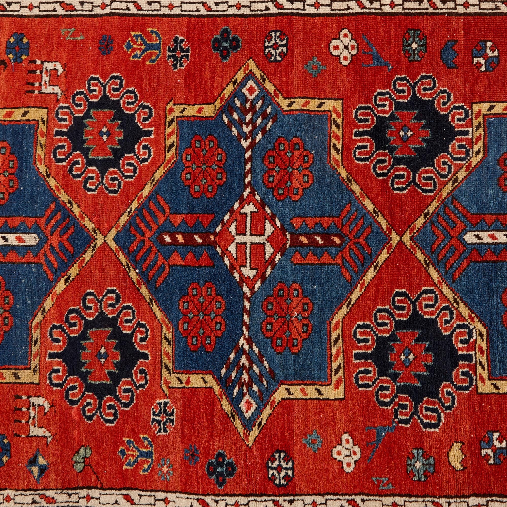 Islamic Antique Caucasian Hand-Woven Wool Rug For Sale