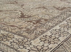 Antique Caucasian Handknotted Rug in Natural and Brown Colors