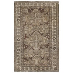 Antique Caucasian Handknotted Rug in Natural and Brown Colors