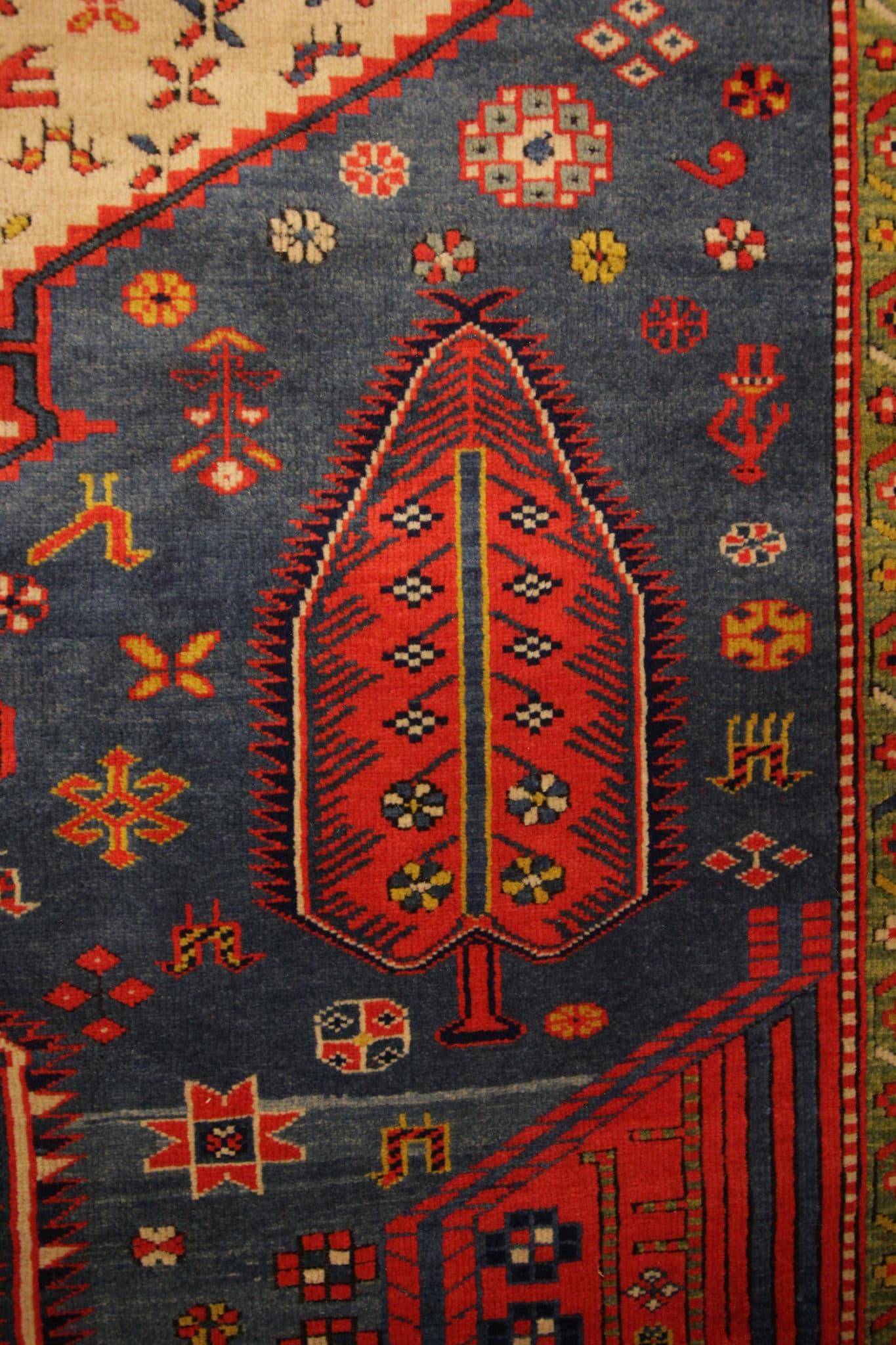 20th Century Antique Caucasian Karabagh Carpet Handmade Tribal Rustic Wool Rug for Sale For Sale