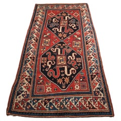 Tapis long caucasien ancien Karabagh Chondzoresk région à bandes de nuages Kazak