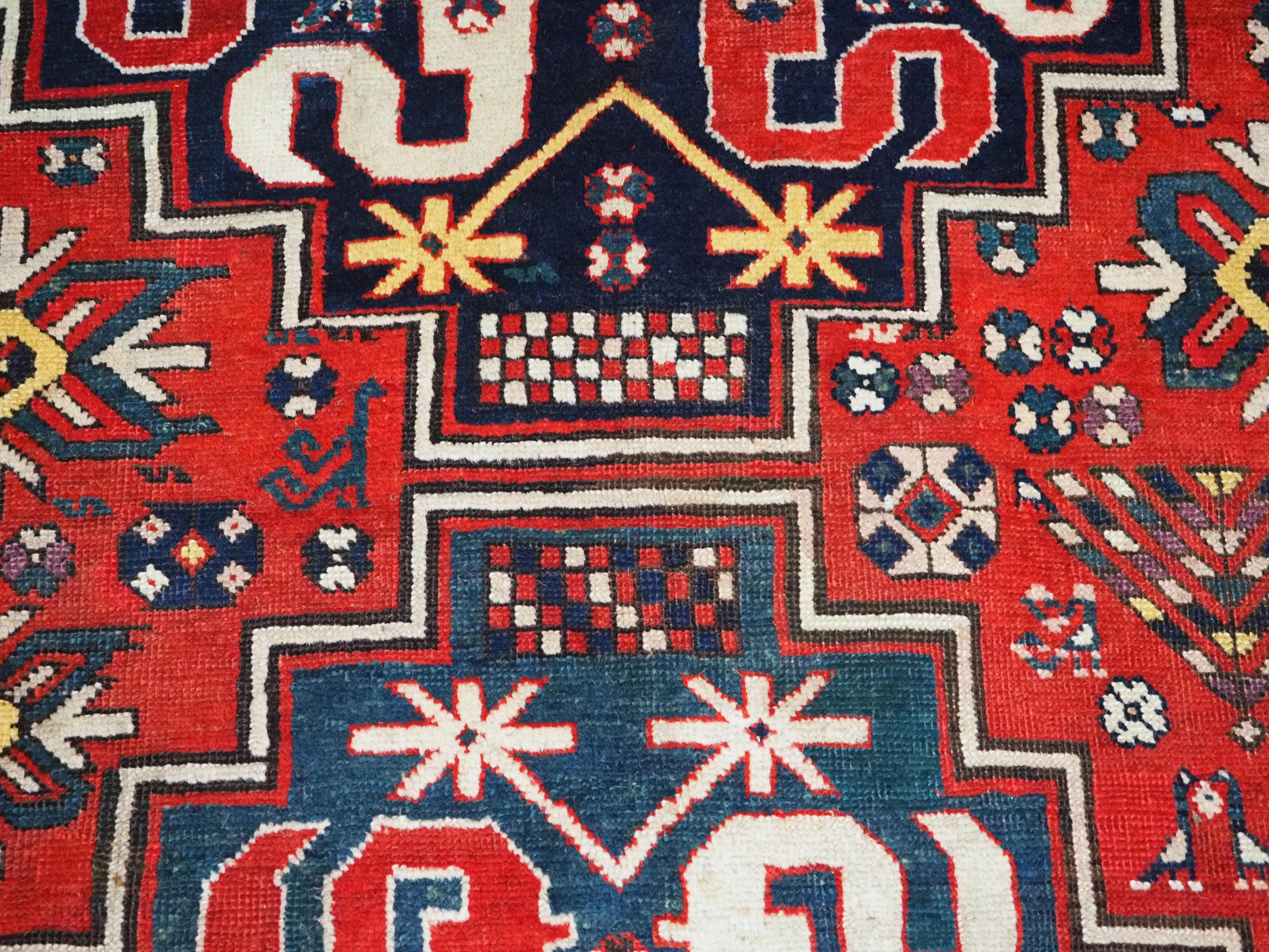 Antique Caucasian Karabagh Cloud Band Kazak Rug For Sale 6