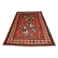 Antique Caucasian Karabagh Cloud Band Kazak Rug