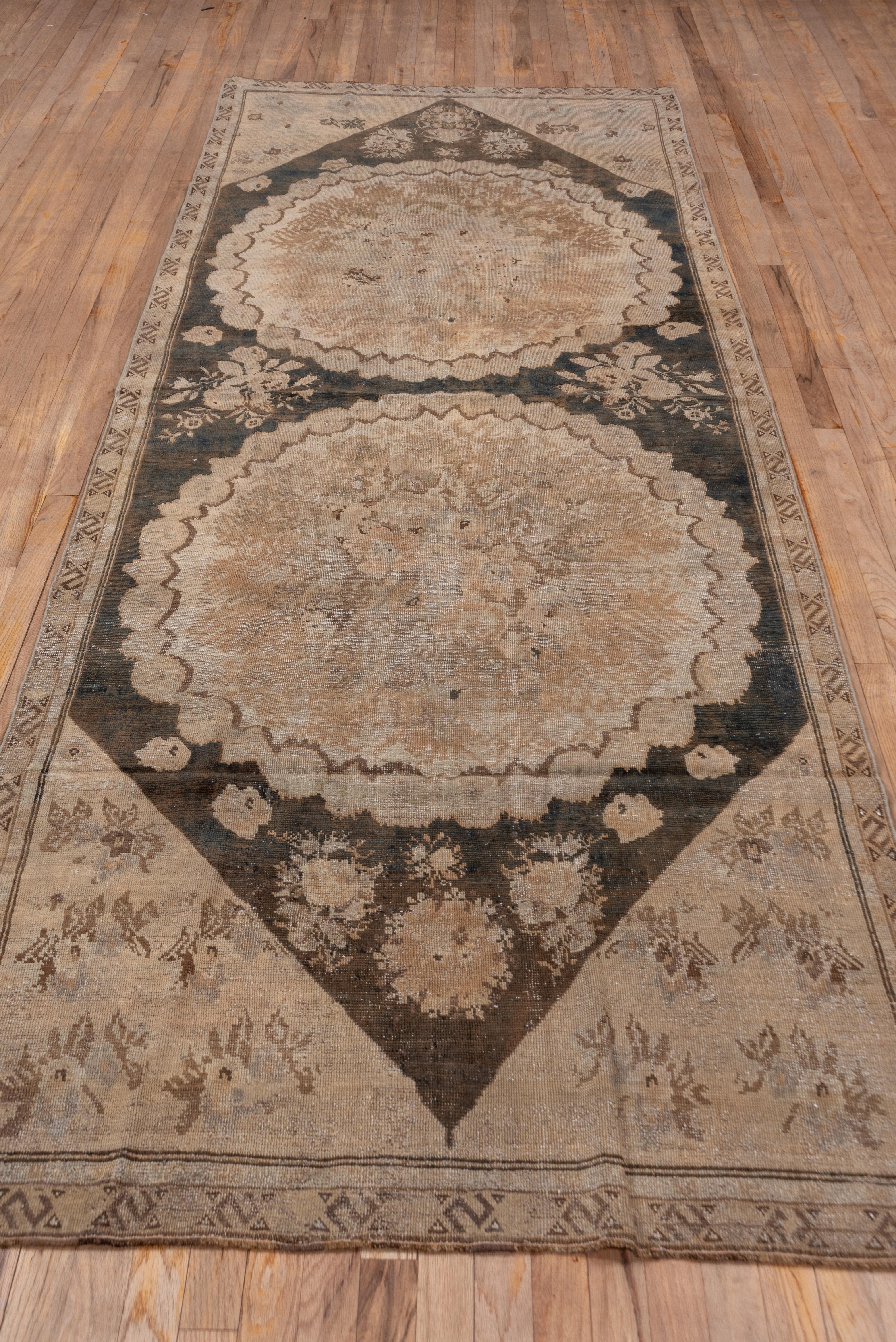 Hand-Knotted Antique Caucasian Karabagh Gallery Rug with Earth Tones For Sale