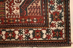 Antique Caucasian Karabagh Kasim Ushag Large Geometric Rug