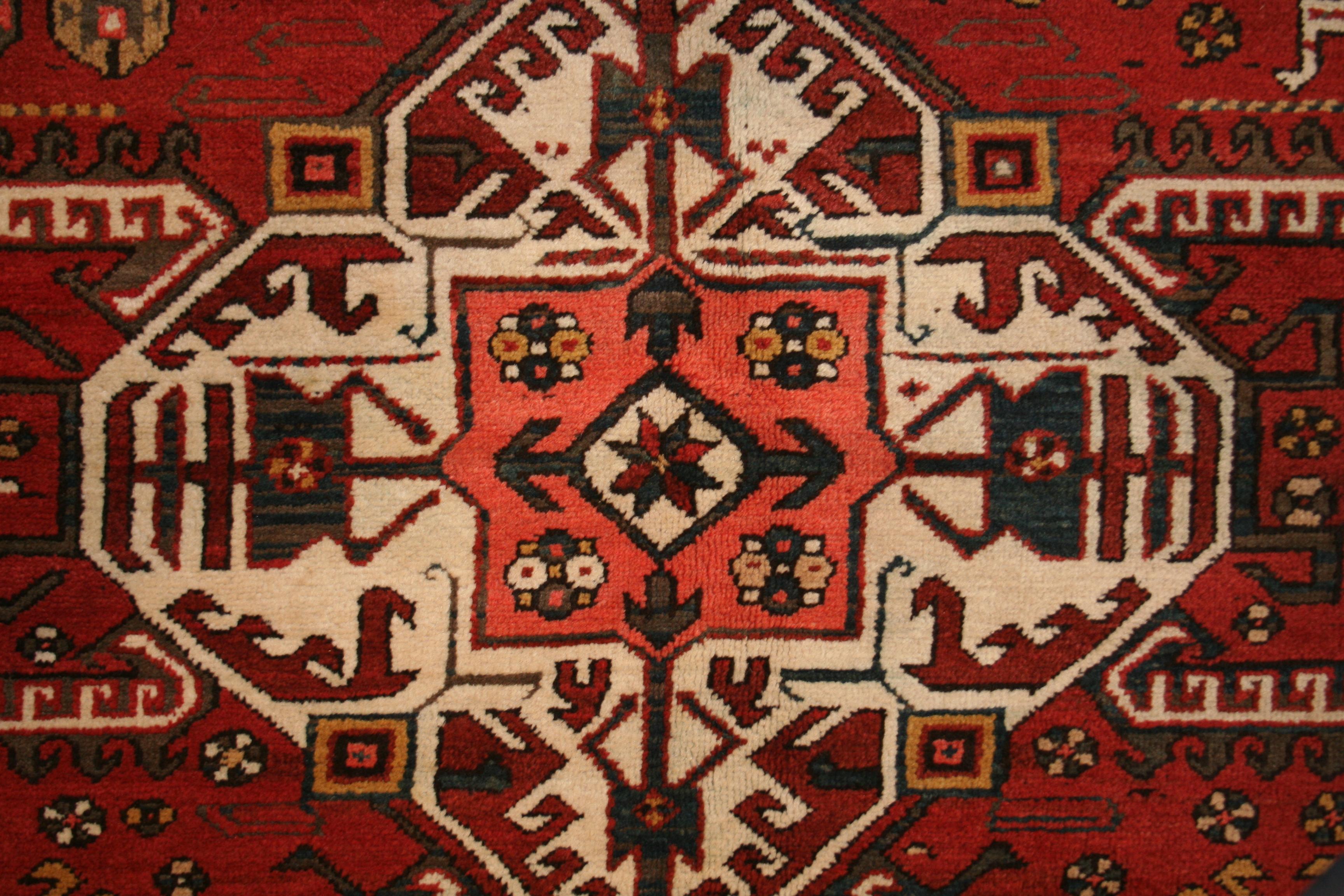 Kazak Antique Caucasian Karabagh Kasim Ushag Large Geometric Rug